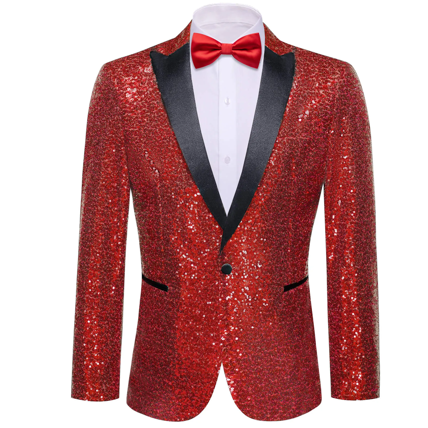Barry. Wang Men's Sequin Red Party Suit Notch Lapel One Button Banquet Wedding Blazer Tuxedos sold by Barrywang
