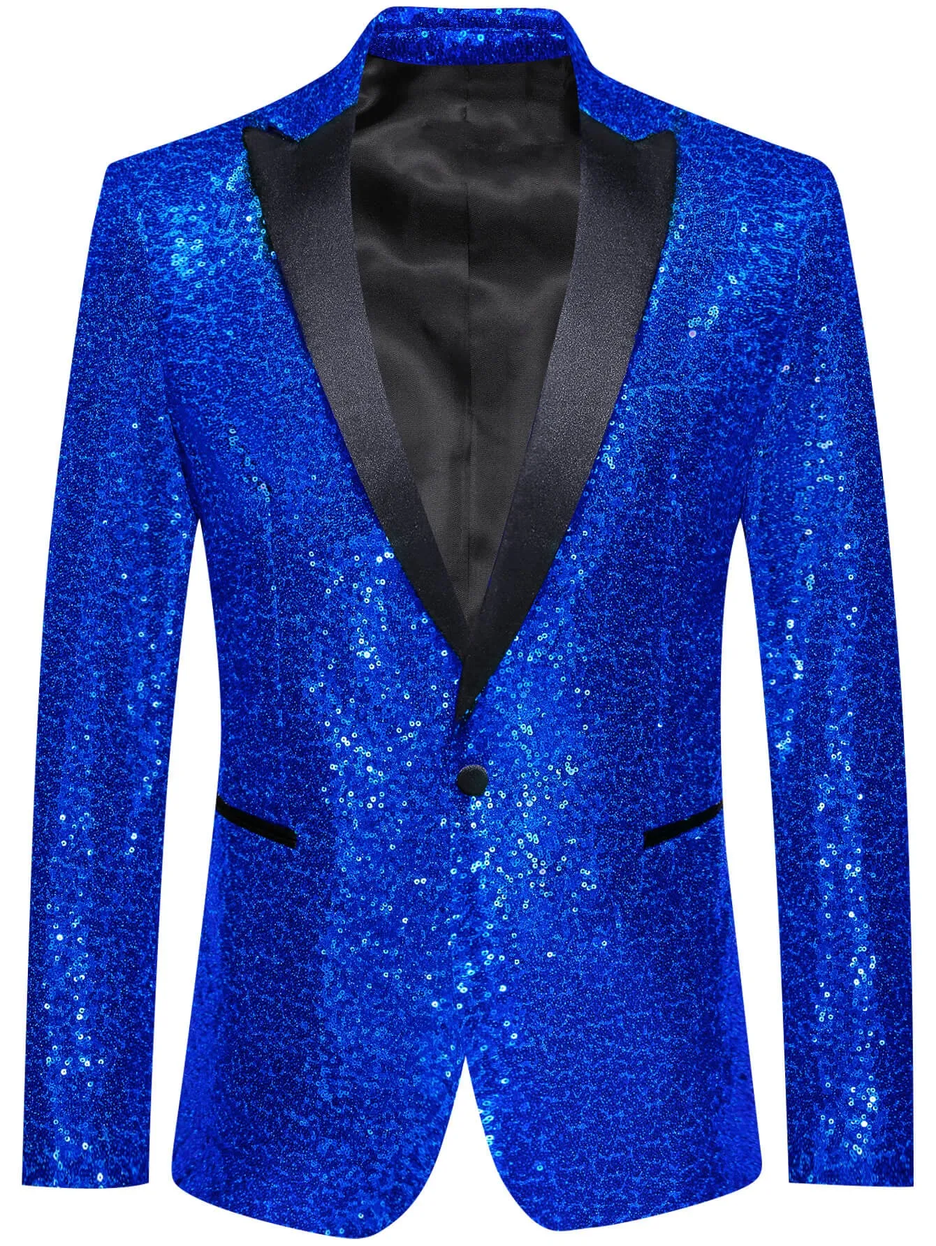 Barry. Wang Men's Royal Blue Sequin Suit One Button Notch Lapel Jacket Festival Party Tuxedo sold by Barrywang product image thumbnail 4