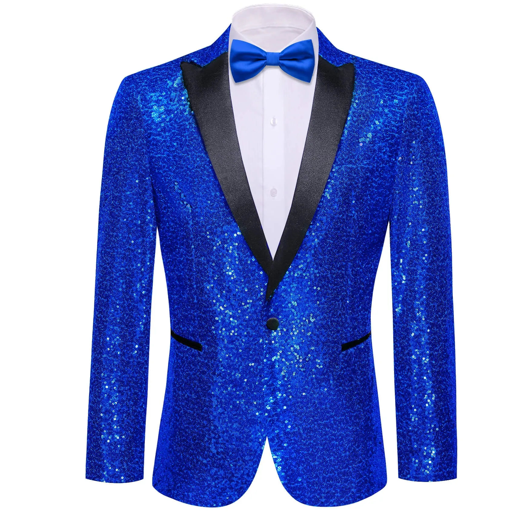 Barry. Wang Men's Royal Blue Sequin Suit One Button Notch Lapel Jacket Festival Party Tuxedo sold by Barrywang