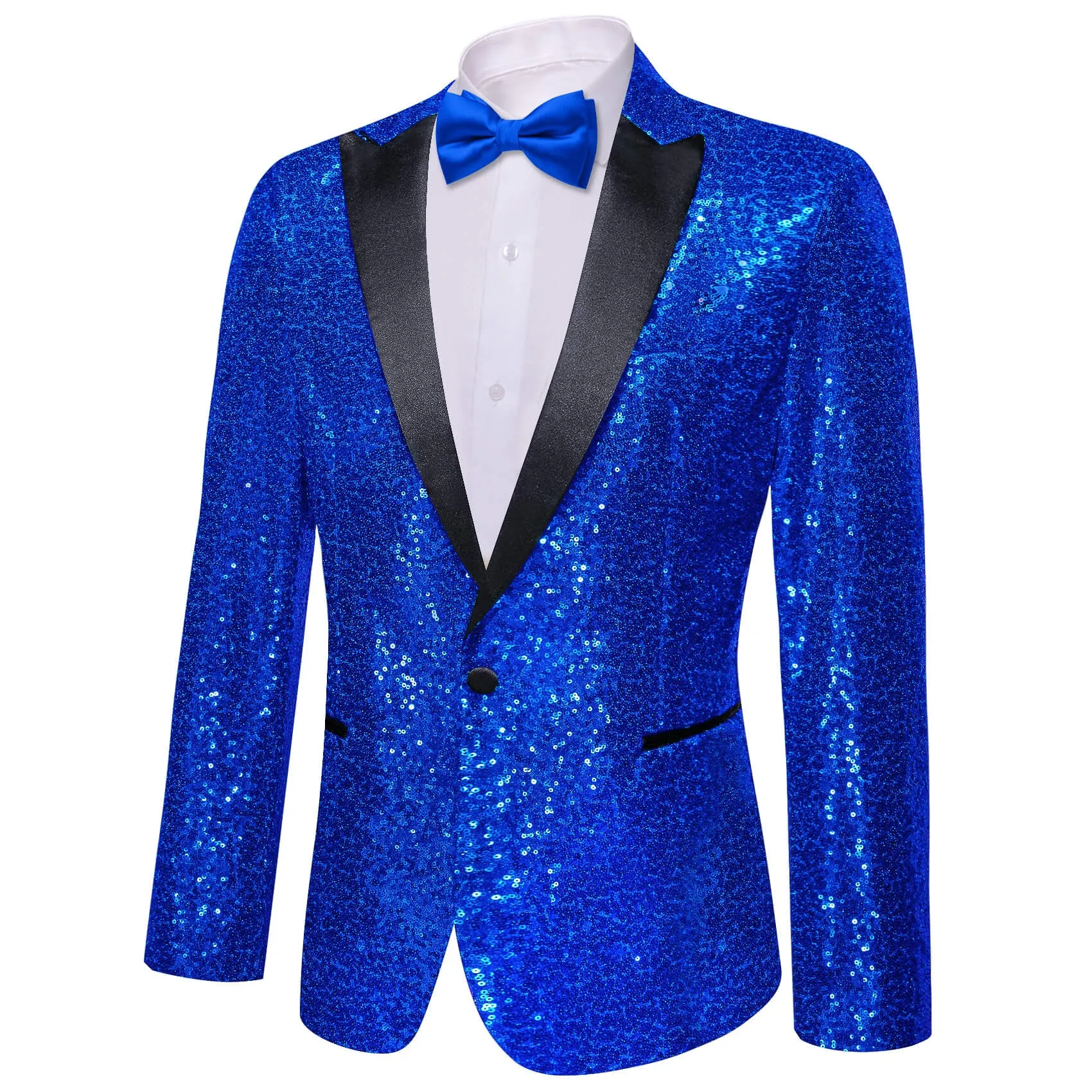 Barry. Wang Men's Royal Blue Sequin Suit One Button Notch Lapel Jacket Festival Party Tuxedo sold by Barrywang product image thumbnail 2