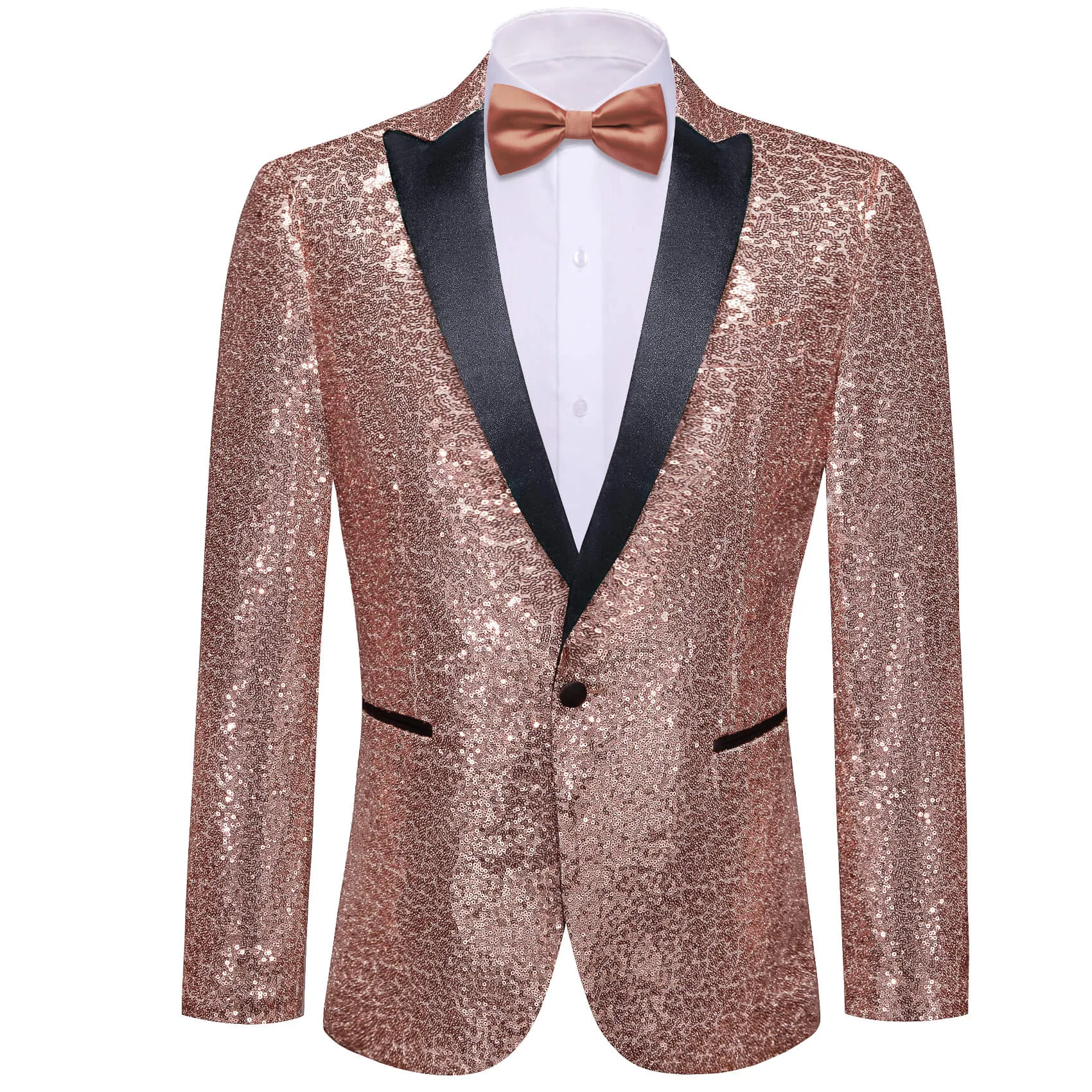 Barry. Wang Men's 70s Disco Sequin Rose Golden Blazer One Button Notch Collar Jacket Wedding Prom Tuxedo Coat sold by Barrywang