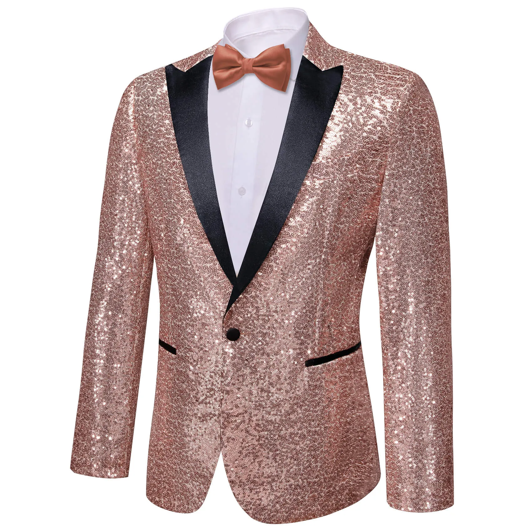 Barry. Wang Men's 70s Disco Sequin Rose Golden Blazer One Button Notch Collar Jacket Wedding Prom Tuxedo Coat sold by Barrywang product image thumbnail 3