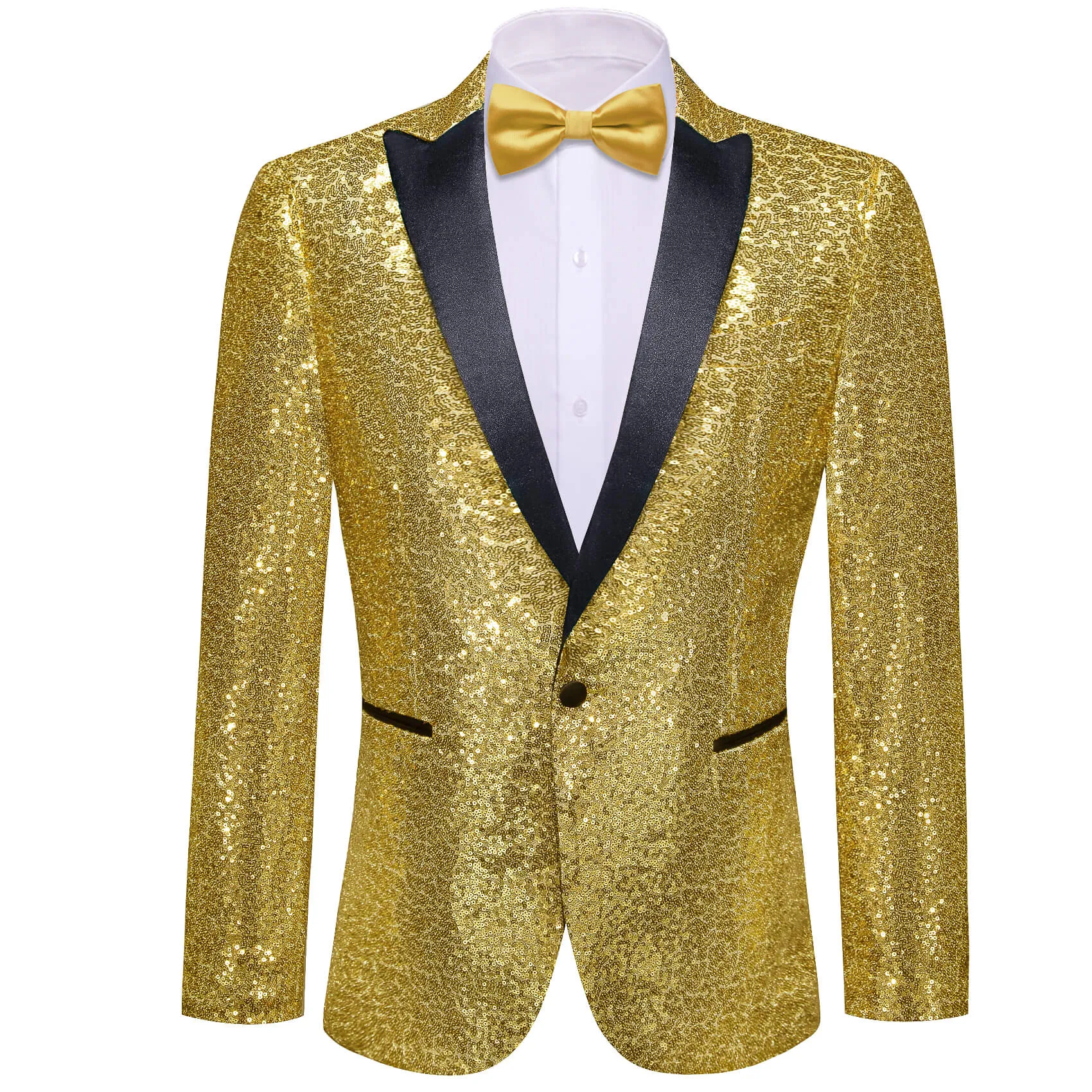 Barry. Wang Men's Sequins Shiny Gold Suit Satin Notch Collar One Button Jacket Party Prom Festival Tuxedo sold by Barrywang