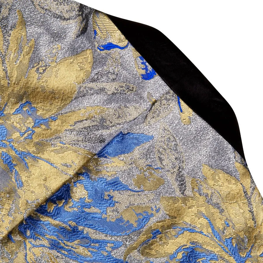 Barry. Wang Men's Baroque Wedding Suit Metallic Silver Royal Blue Gold Floral Shawl Collar Jacket Tuxedos sold by Barrywang product image thumbnail 5