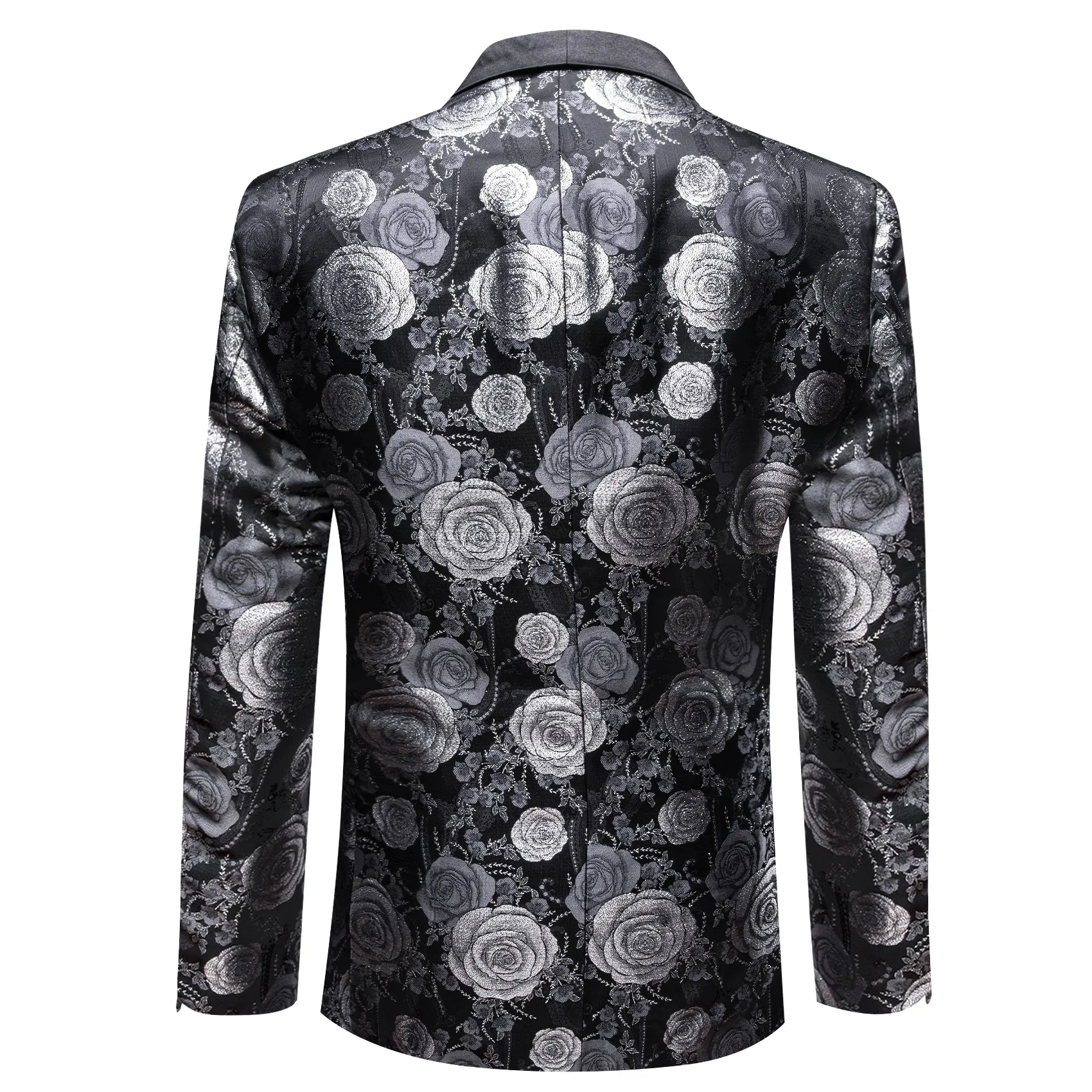 Barry. Wang Men's Castle Style Silver Rose Suit Shawl Collar Jacket Slim One Button Wedding Blazer sold by Barrywang product image thumbnail 5