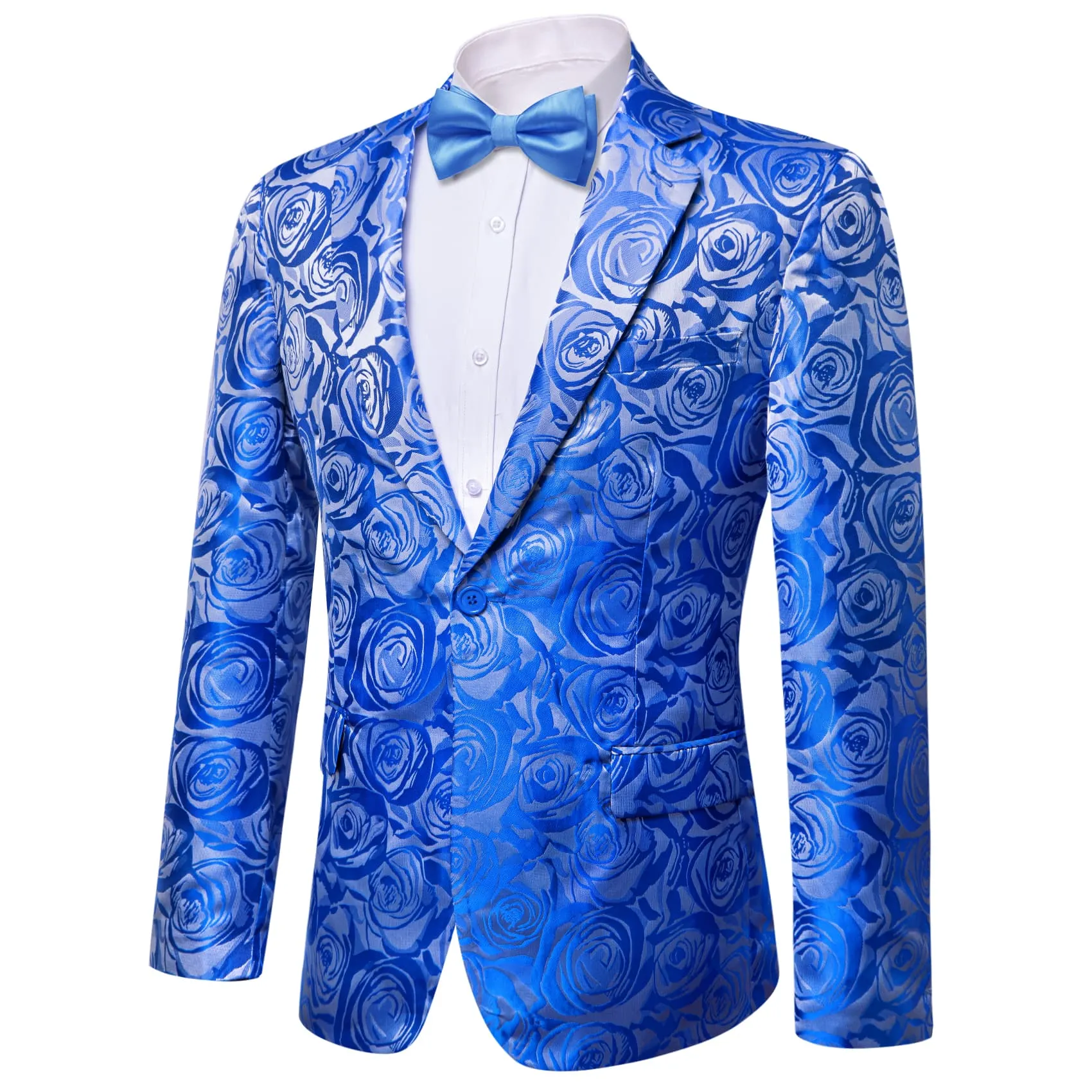 Barry. Wang Royal Blue Rose Suit For Men Notched Collar One Button Slim Tuxedos Wedding Party Dinner Jacket sold by Barrywang product image thumbnail 2