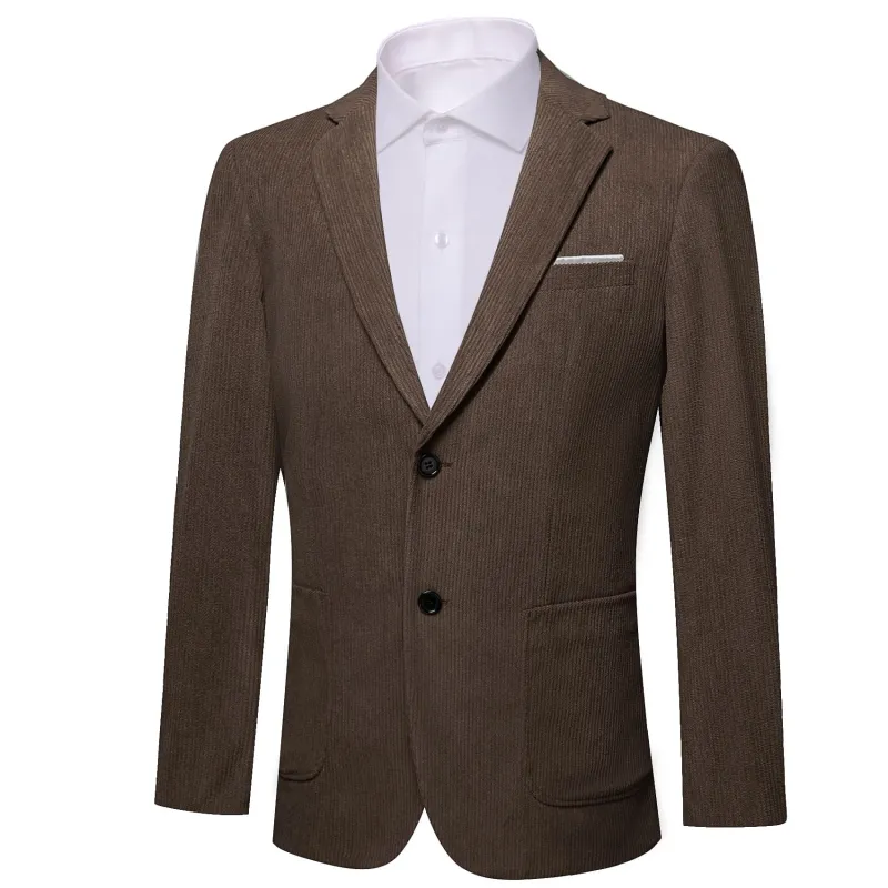 Barry. Wang Men's Corduroy Chocolate Brown Suit Notch Lapel Two Buttons Blazer,Tuxedos For Business Dinner sold by Barrywang