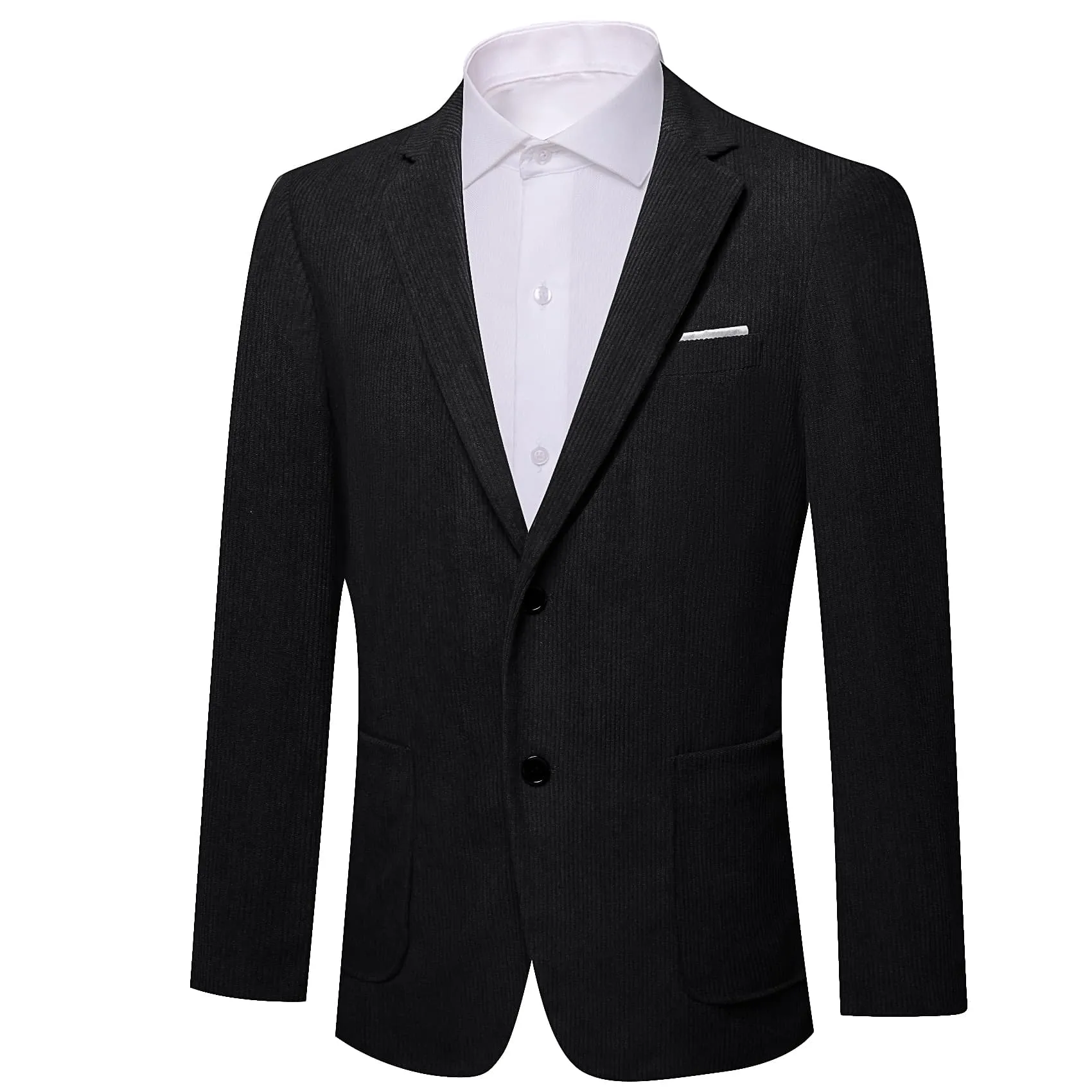 Barry. Wang Men's Black Corduroy Top Suit Notch-Lapel One Button Jacquard Dress Wedding Business Blazer sold by Barrywang