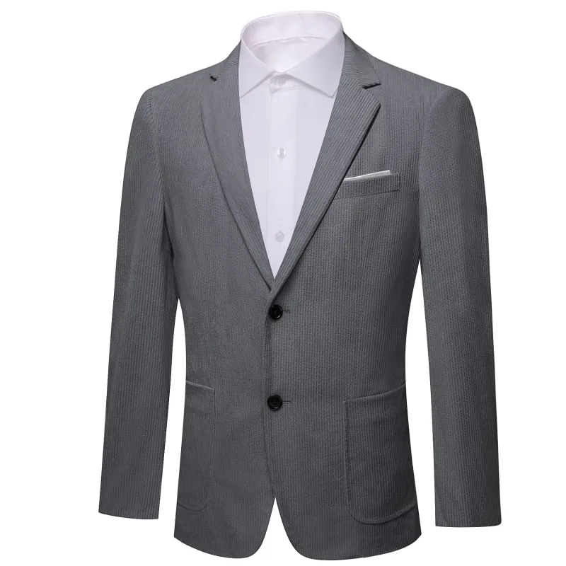 Barry. Wang Men's Cloud Grey Corduroy Suit Notch Lapel Two Buttons Dress Business Dinner Blazer sold by Barrywang