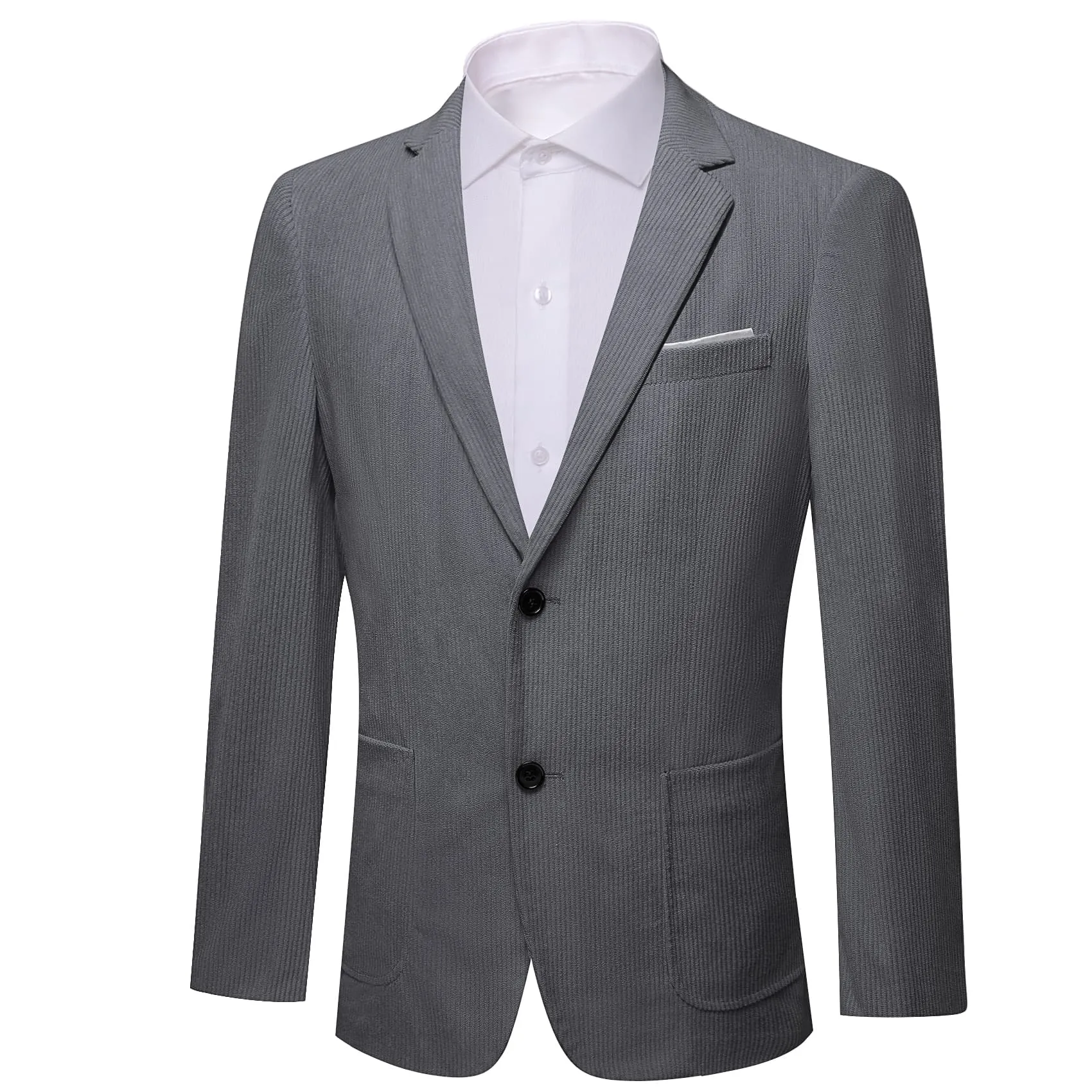 Barry. Wang Men's Cloud Grey Corduroy Suit Notch Lapel Two Buttons Dress Business Dinner Blazer sold by Barrywang