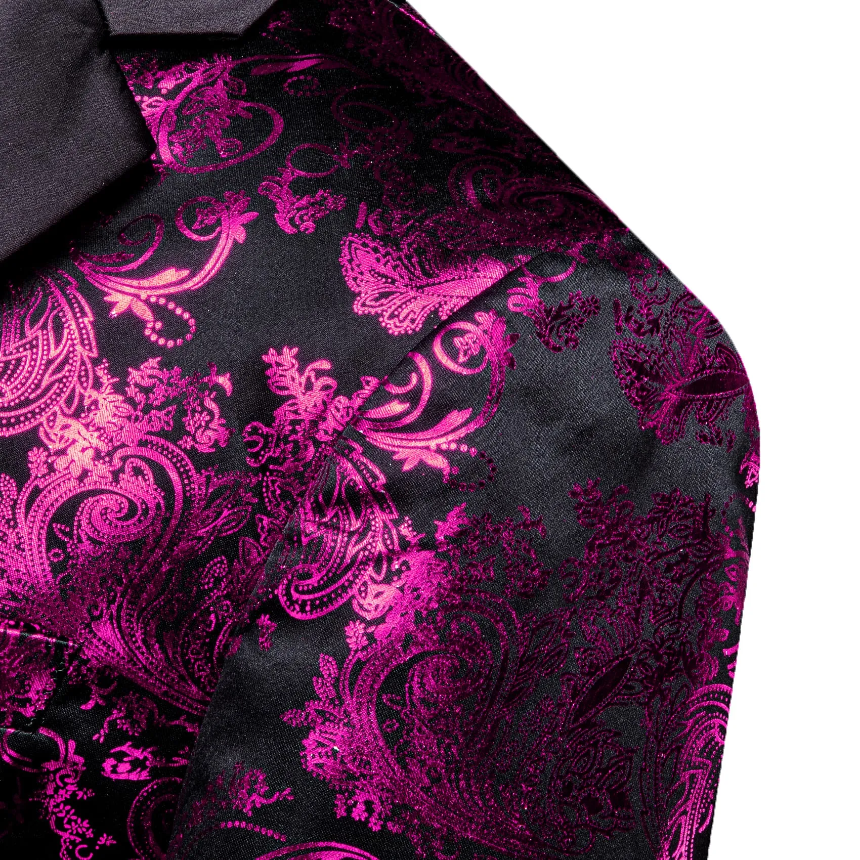 Barry. Wang Men's Hot Pink Floral Party Suit Notched Lapel Jacquard Blazer One Button Dinner Dress sold by Barrywang product image thumbnail 4