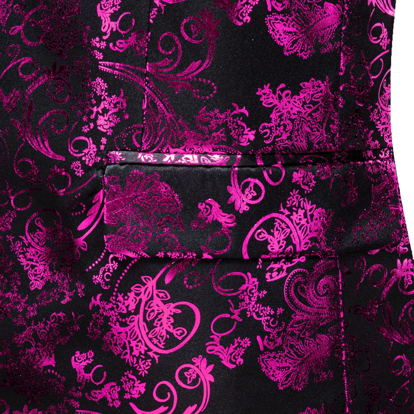 Barry. Wang Men's Hot Pink Floral Party Suit Notched Lapel Jacquard Blazer One Button Dinner Dress sold by Barrywang product image thumbnail 3