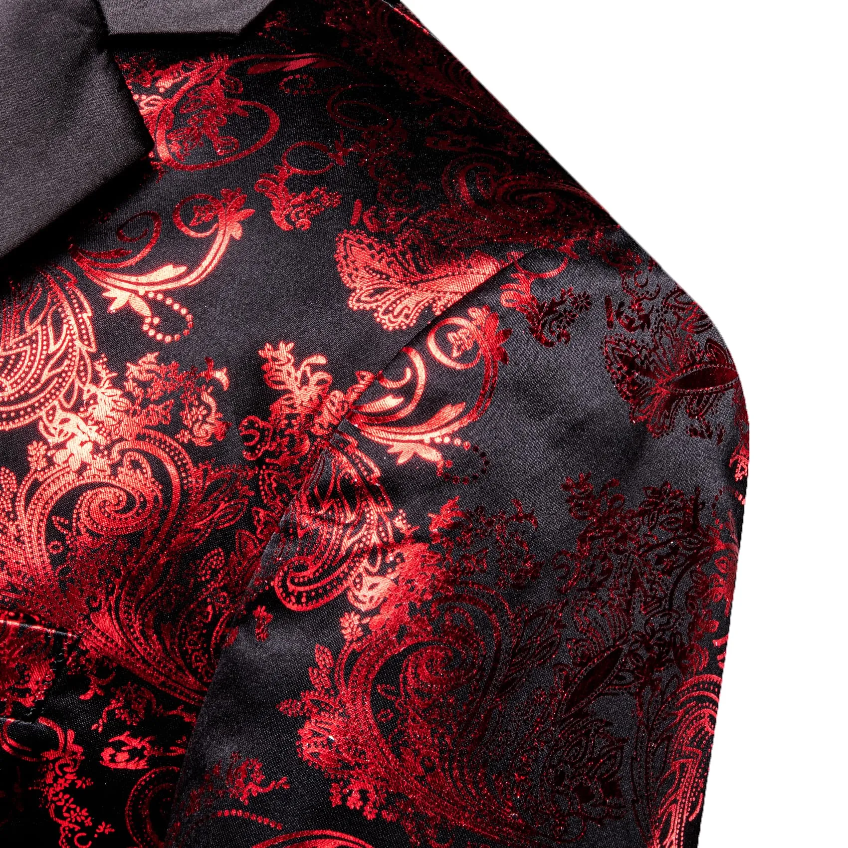 Barry. Wang Men's Scarlet Paisley Party Blazer Notched Lapel Suit One Button Wedding Dress sold by Barrywang product image thumbnail 4