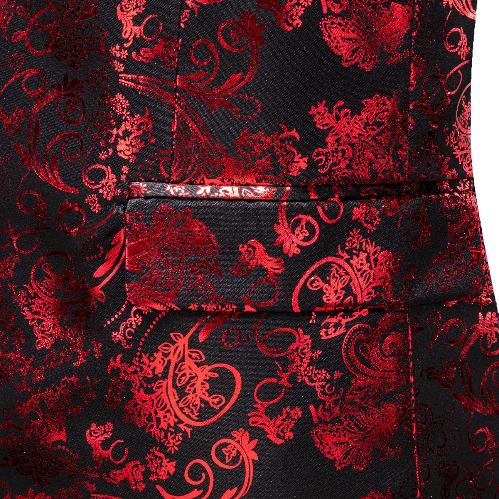 Barry. Wang Men's Scarlet Paisley Party Blazer Notched Lapel Suit One Button Wedding Dress sold by Barrywang product image thumbnail 3