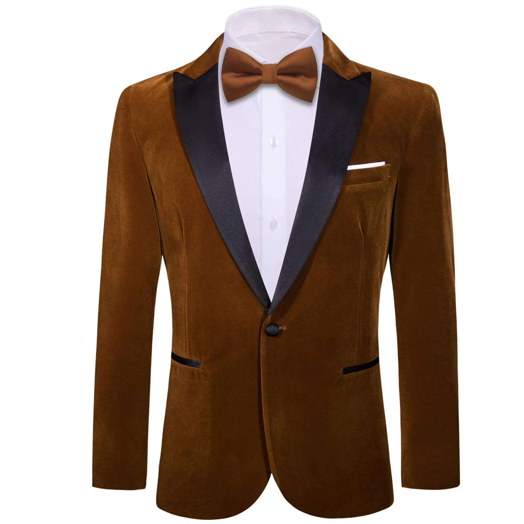 Barry. Wang Men's Chocolate Brown Suit Notch Lapel One Button Wedding Banquet Blazer sold by Barrywang