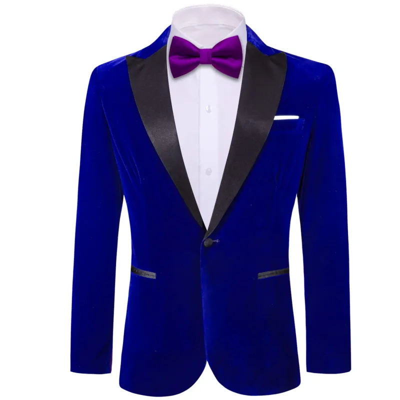 Barry. Wang Men's Navy Blue Velvet Suit Silk Notch Lapel One Button Jacket Tuxedos For Wedding Party sold by Barrywang