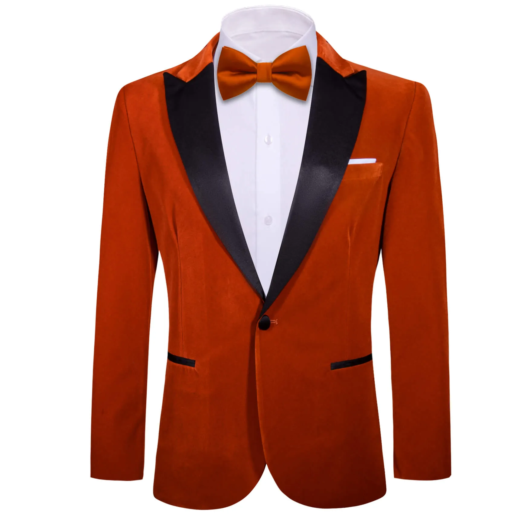 Barry. Wang Burnt Orange Notch Lapel Suit For Men One Button Tuxedos Jacquard Wedding Party Blazer sold by Barrywang