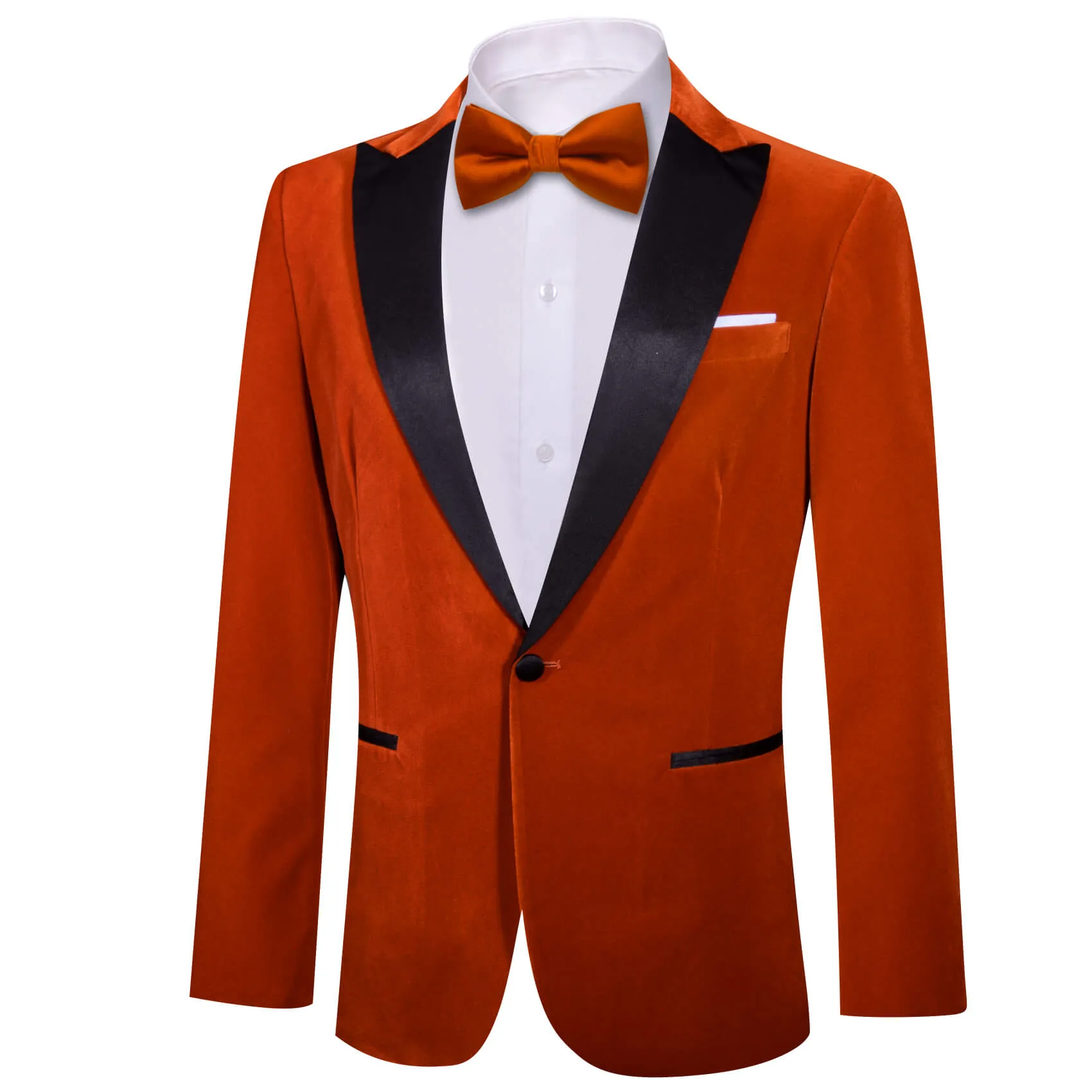 Barry. Wang Burnt Orange Notch Lapel Suit For Men One Button Tuxedos Jacquard Wedding Party Blazer sold by Barrywang product image thumbnail 2