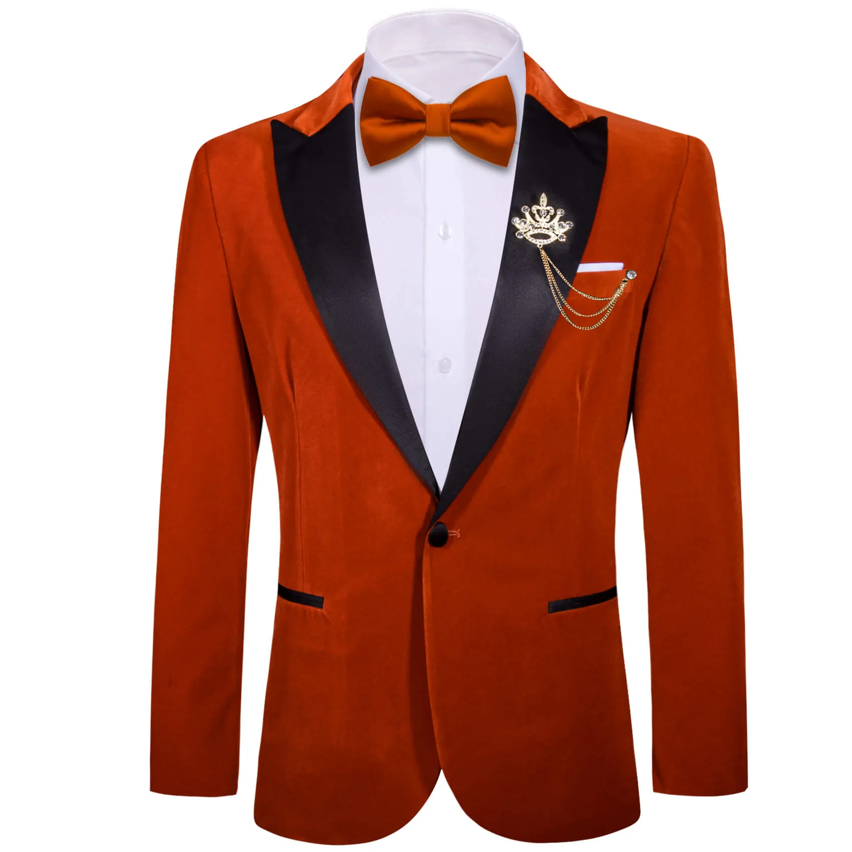 Barry. Wang Burnt Orange Notch Lapel Suit For Men One Button Tuxedos Jacquard Wedding Party Blazer sold by Barrywang product image thumbnail 5