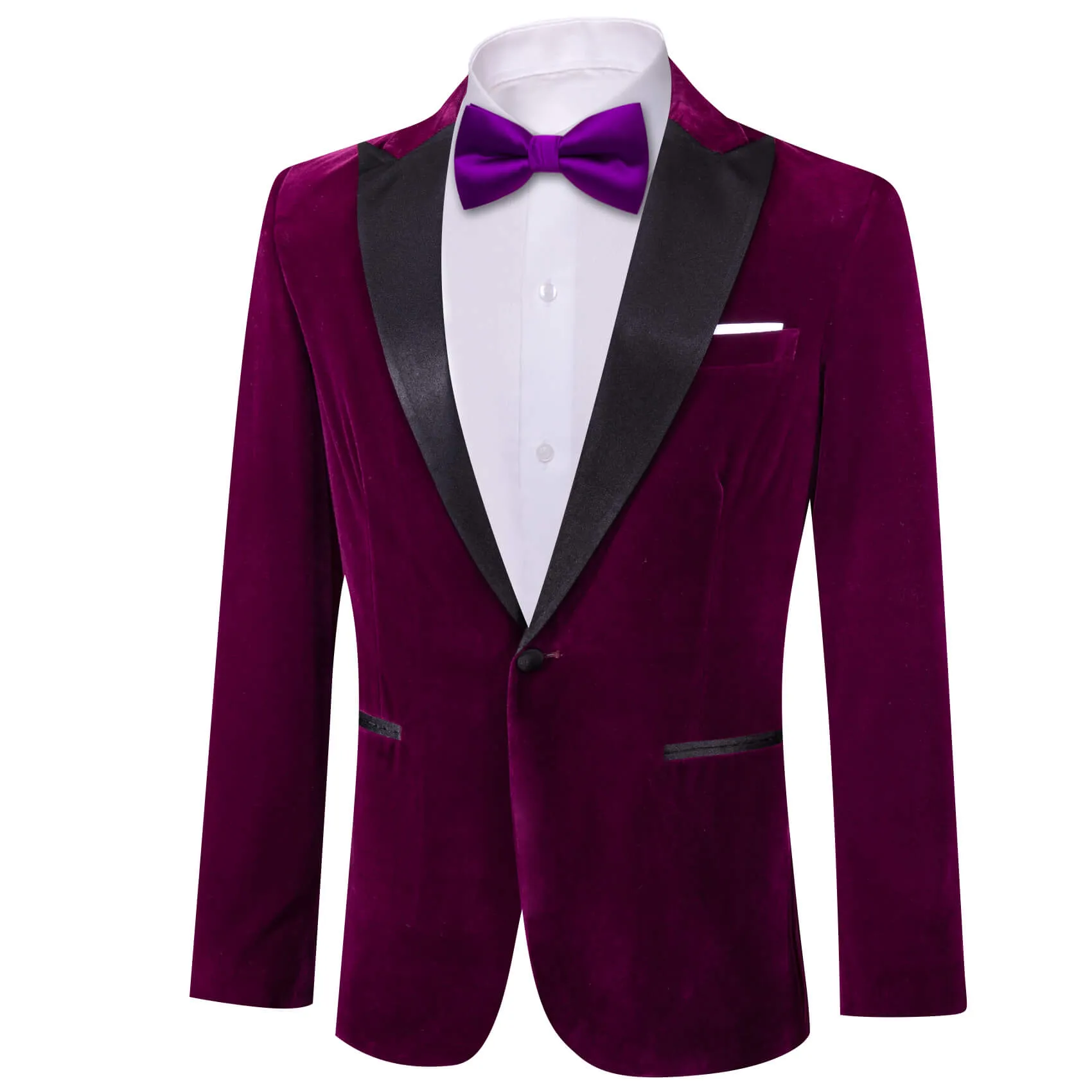 Barry. Wang Men's Grape Purple Velvet Suit Notch Lapel One Button Tuxedos Wedding Party Jacket sold by Barrywang product image thumbnail 2