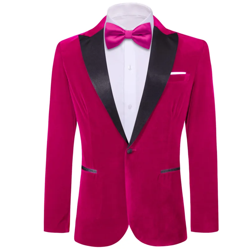 Barry. Wang Men's Hot Pink Wedding Suit Notch Lapel One Button Jacquard Tuxedos Party Jacket sold by Barrywang
