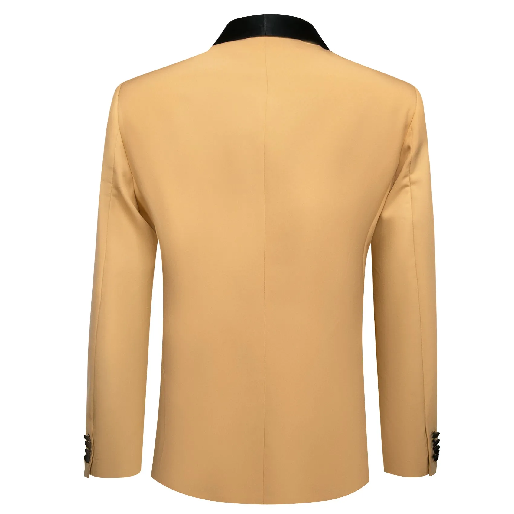 Barry. Wang Men's Mustard Yellow Solid Suit Silk Shawl-Lapel Jacquard Tuxedos Wedding Dinner Formal Dress sold by Barrywang product image thumbnail 3