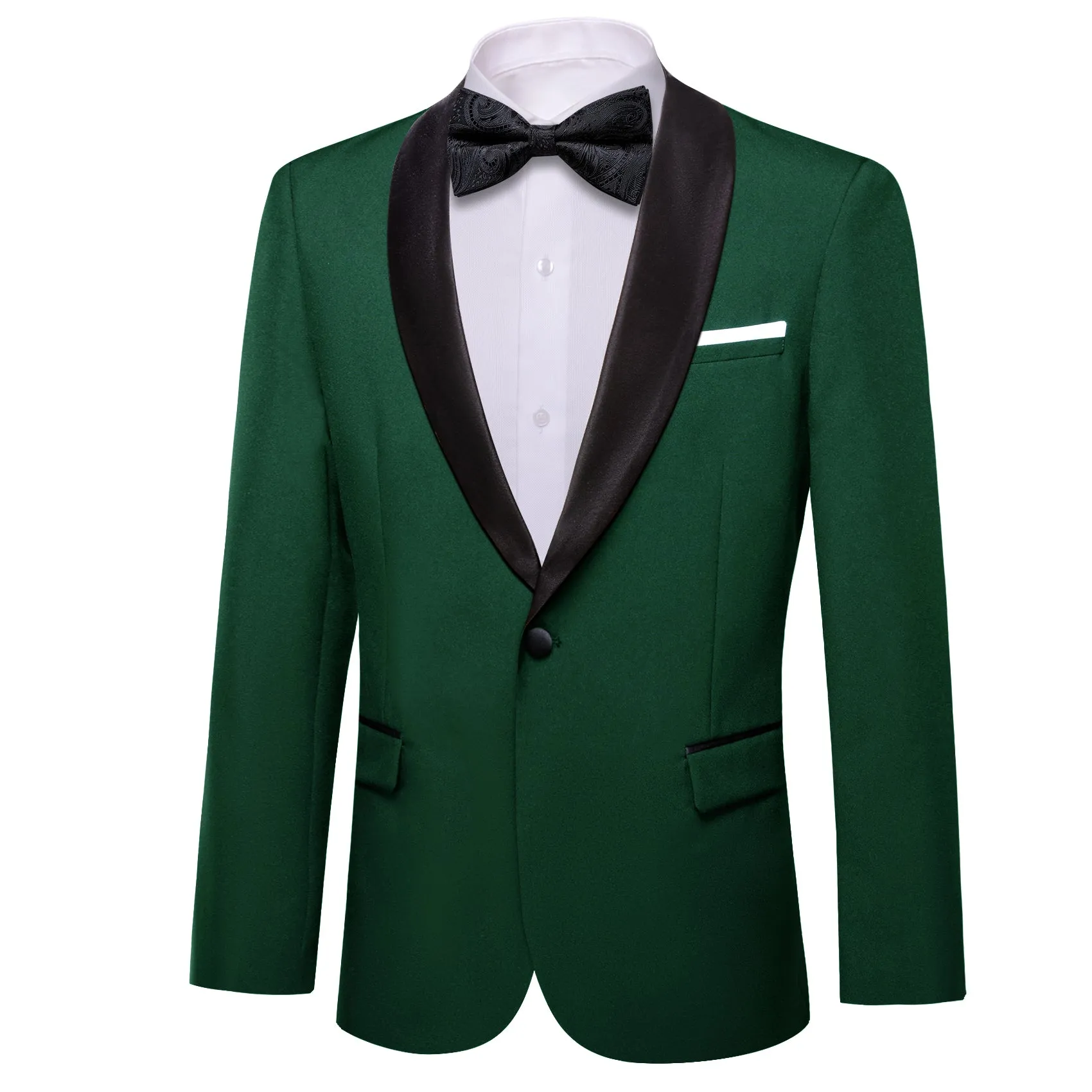 Barry. Wang Hunter Green Wedding Suit For Men Slim One Button Shawl Collar Jacquard Blazer sold by Barrywang product image thumbnail 2