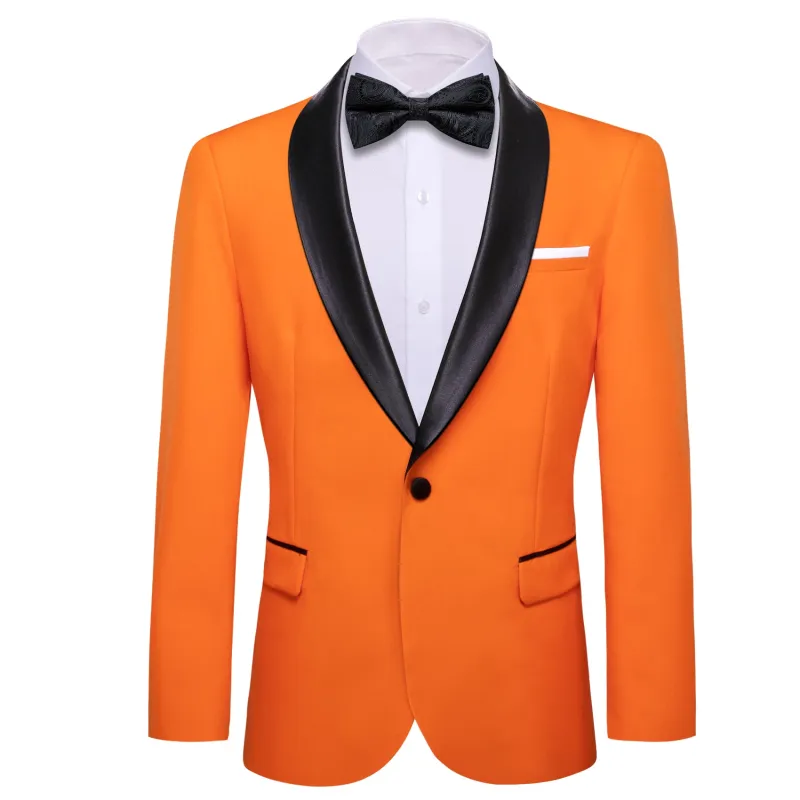 Barry. Wang Men's Vibrant orange Jacquard Suit One Button Shawl-Lapel Blazer, Tuxedos For Wedding Business sold by Barrywang