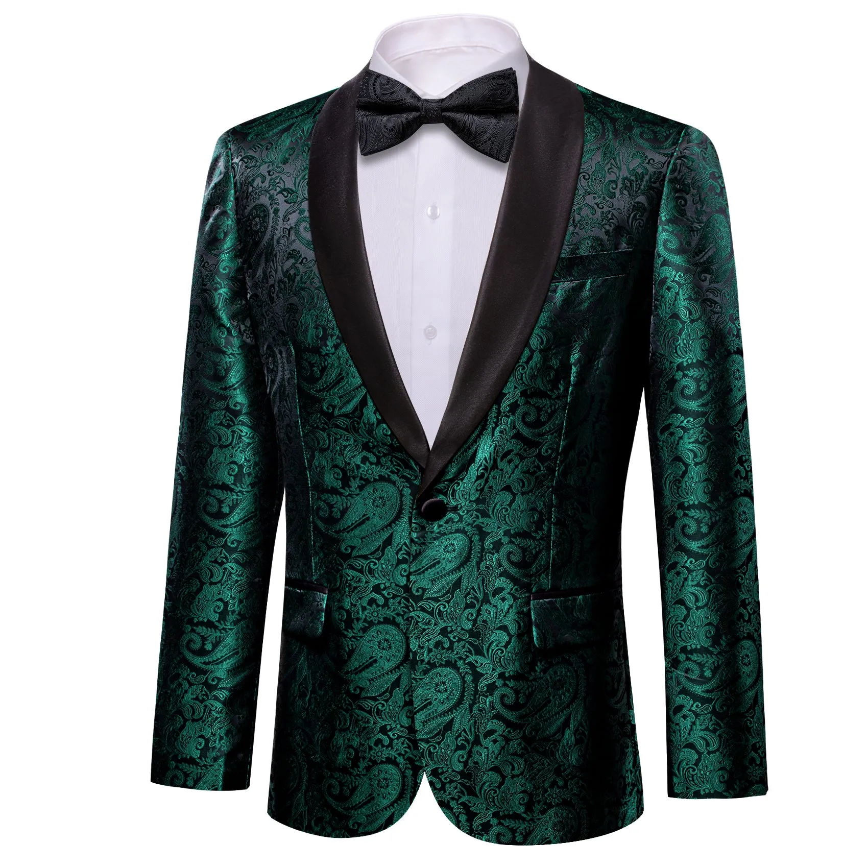 Barry. Wang Men's Emerald Paisley Suit One Button Shawl-Lapel Wedding Tuxedos Jacquard Blazer sold by Barrywang product image thumbnail 2