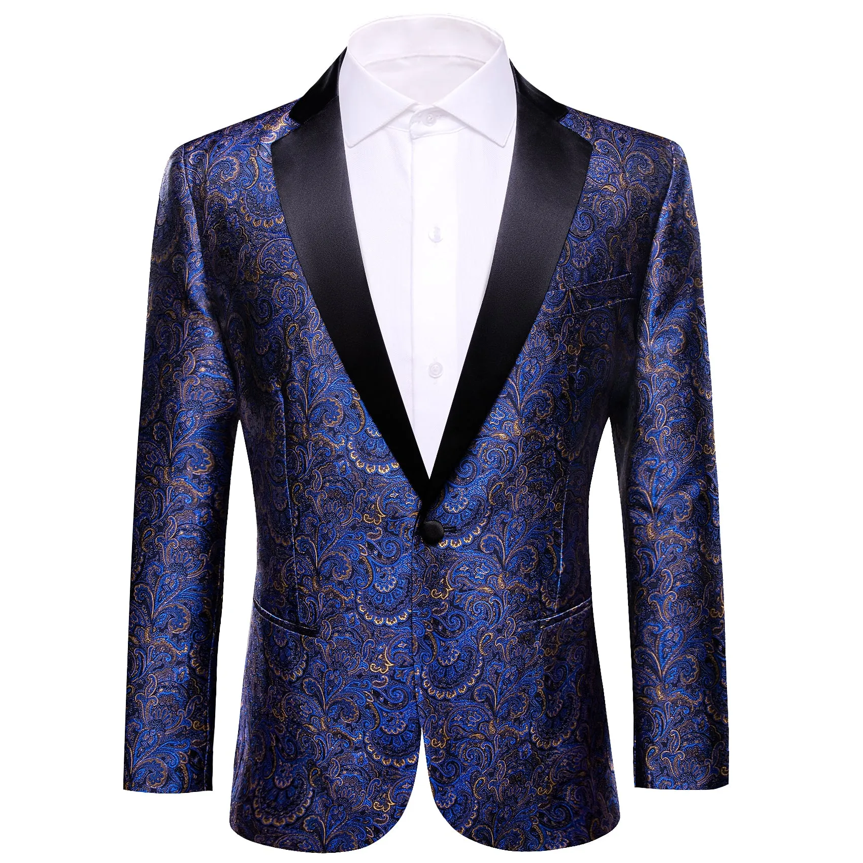 Barry. Wang Paisley Classic Blue Wedding Suit For Men Slim Notch-Lapel One Button Business Blazer sold by Barrywang