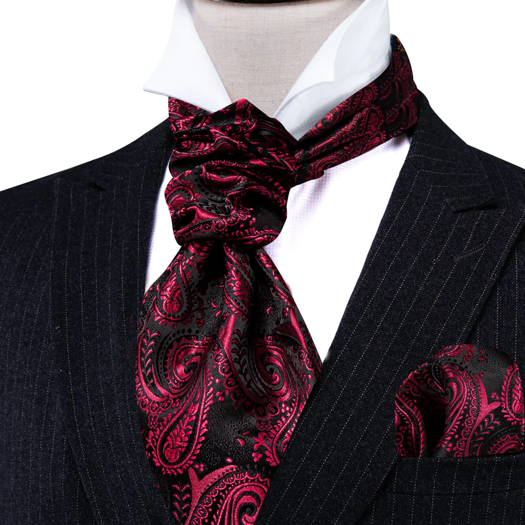 Barry. Wang Fuchsia Pink Ascot Formal Wedding Self Necktie Cravat Handkerchief Cufflink Set sold by Barrywang