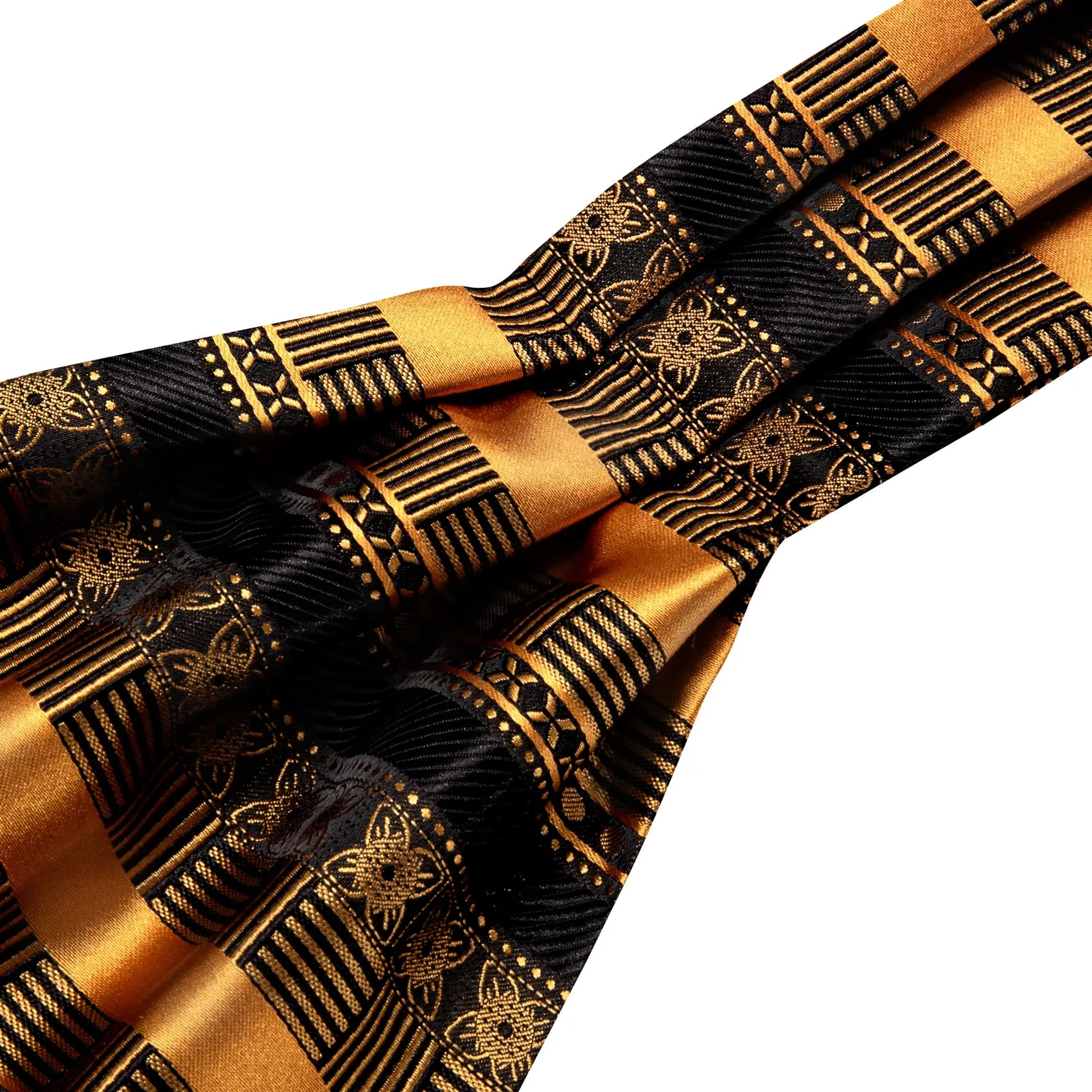 Barry. Wang Silk Ascot Black Gold Self Cravat For Men Wedding NeckTie Handkerchief Cufflink Set sold by Barrywang product image thumbnail 5