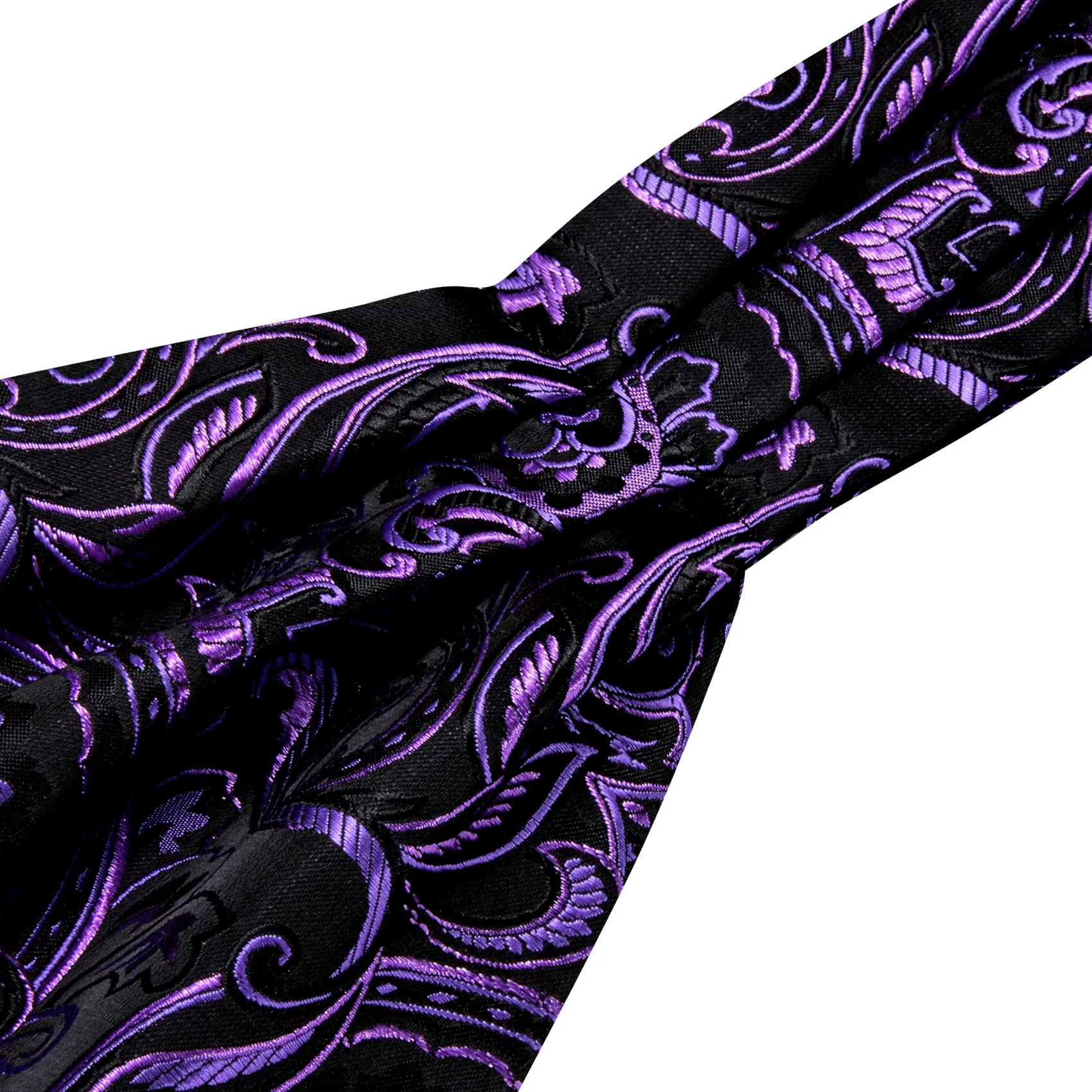 Barry. Wang Men's Ascot Black Wisteria Paisley Cravat Silk Wedding Necktie Handkerchief Cufflink Set sold by Barrywang product image thumbnail 5
