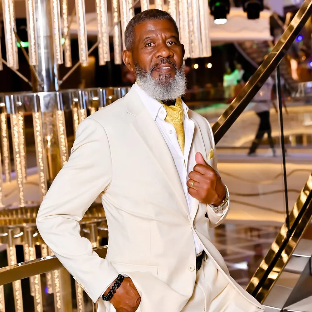 Barry. Wang Yellow Floral Silk Ascot For Men Wedding Party Cravat Handkerchief Cufflinks Set sold by Barrywang product image thumbnail 2