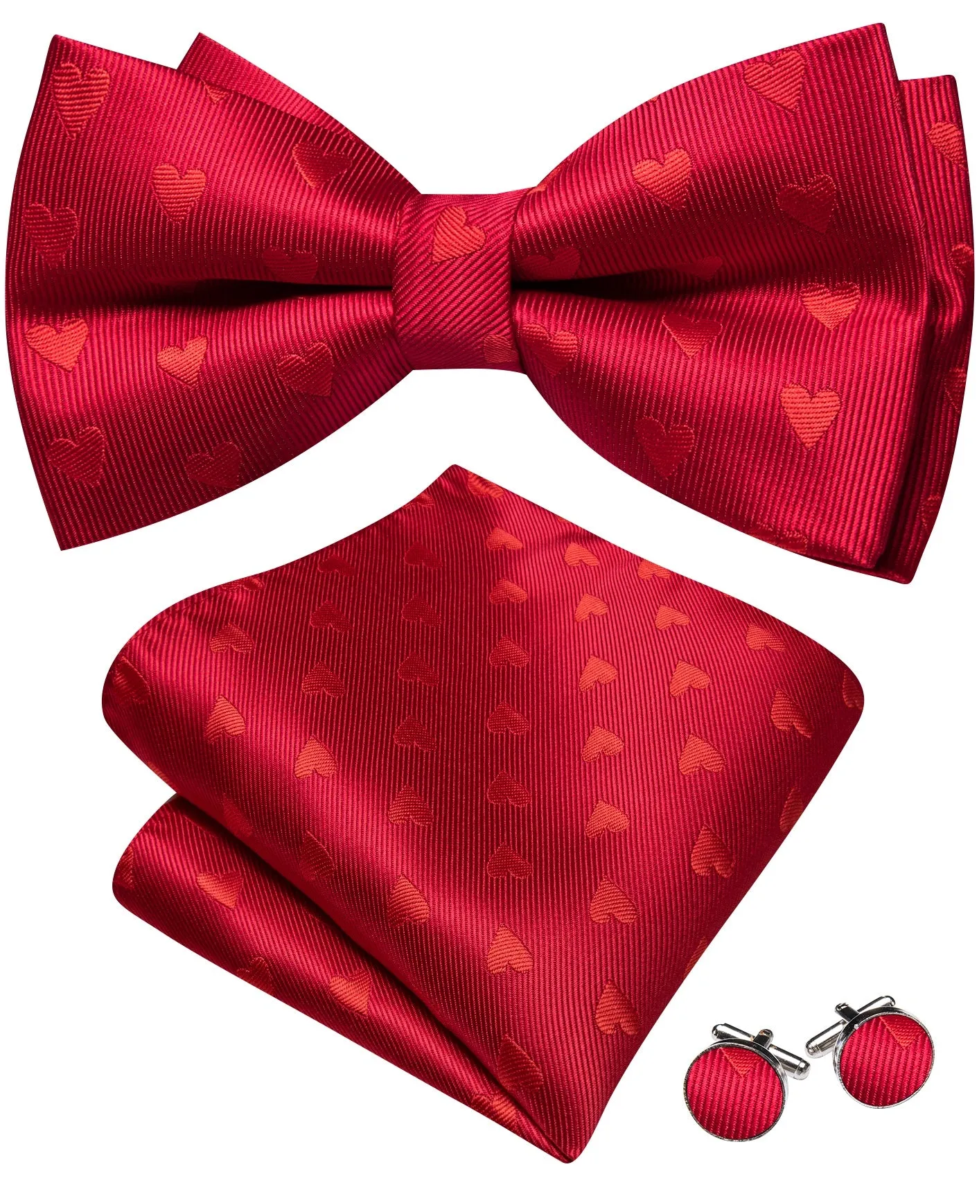 Barry. Wang Red Party Bowtie Men's Adjustable Jacquard Silk Pre-tied Bowtie Set for Tuxedo Formal sold by Barrywang product image thumbnail 2