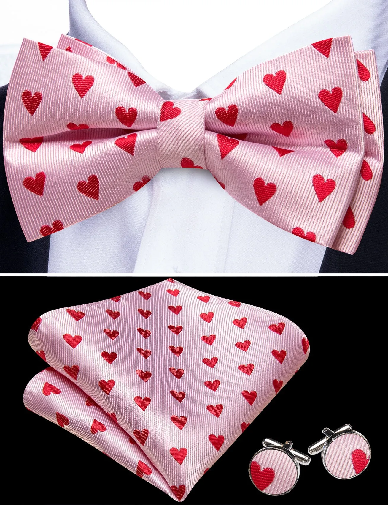 Barry. Wang Red Party Bowtie Men's Adjustable Jacquard Silk Pre-tied Bowtie Set for Tuxedo Formal sold by Barrywang product image thumbnail 3