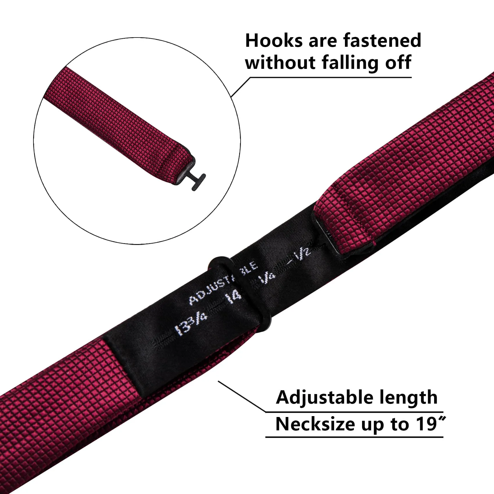 Barry. Wang Cranberry Bowtie Hanky Cufflinks Set Plaid Self-tied Formal Bow Tie Set for Wedding sold by Barrywang product image thumbnail 5