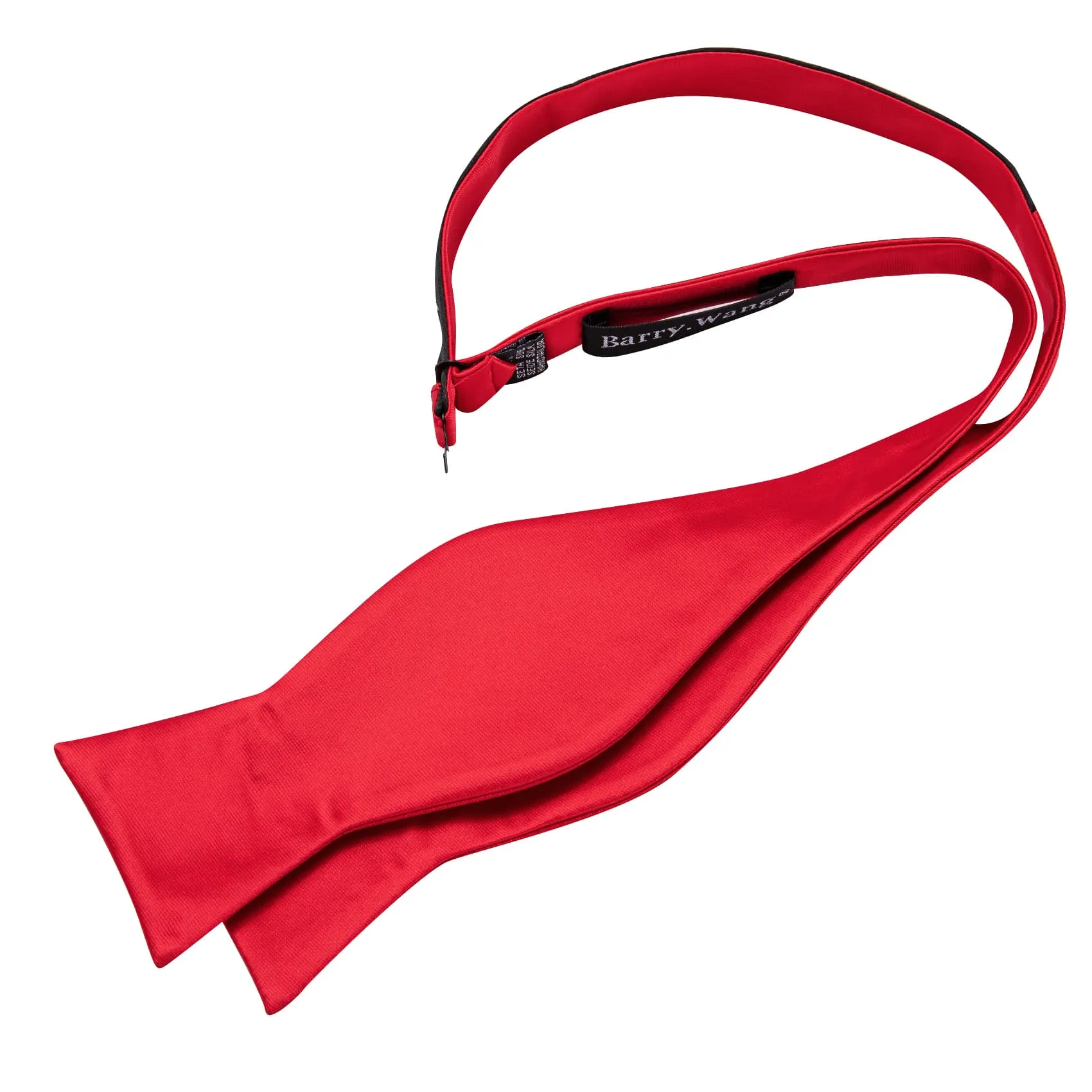 Barry. Wang Red Solid Bowtie Men's Jacquard Self-Tied Silk Tuxedo Bow Tie Pocket Square Cufflinks Set sold by Barrywang product image thumbnail 3