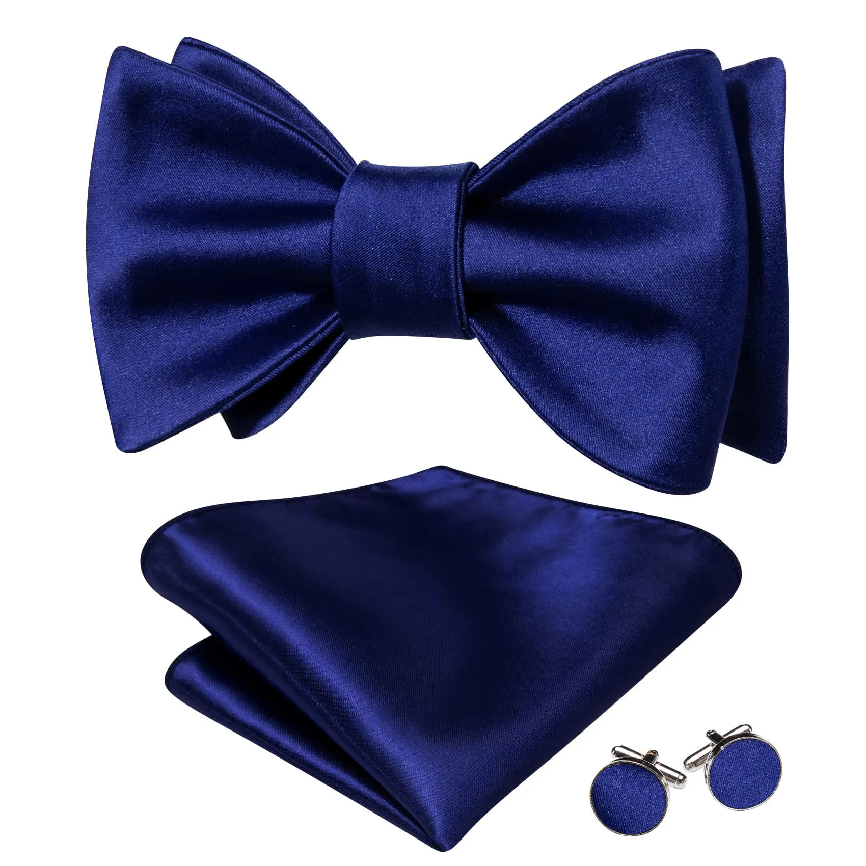 Barry. Wang Classic Blue Bow Tie Men's Self-tied Jacquard Bowtie for Tuxedo Hanky Cufflinks Set sold by Barrywang product image thumbnail 2