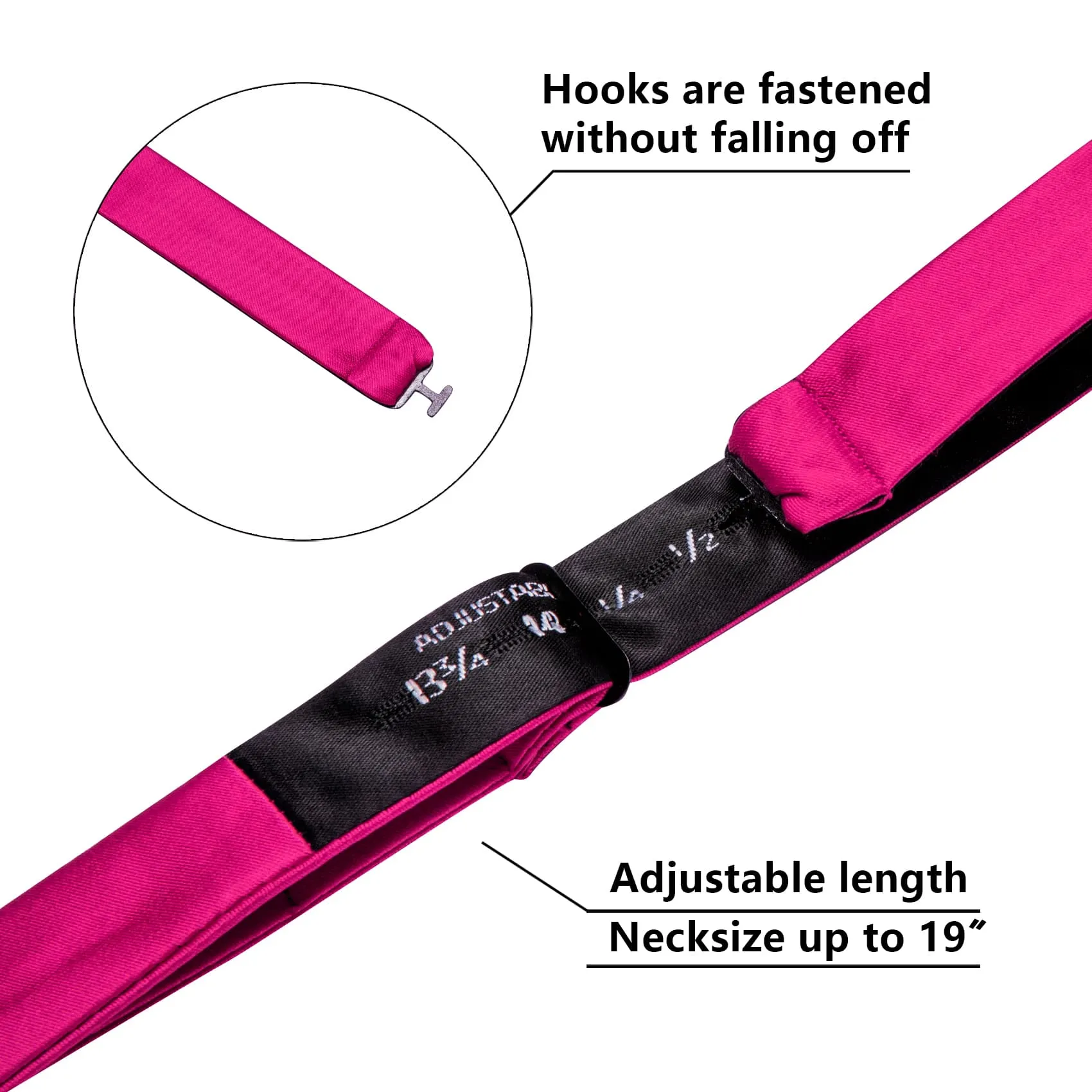 Barry. Wang Hot Pink Bowtie Self-Tied Solid Silk Bow Tie Pocket Square Cufflinks Set for Tuxedo sold by Barrywang product image thumbnail 5