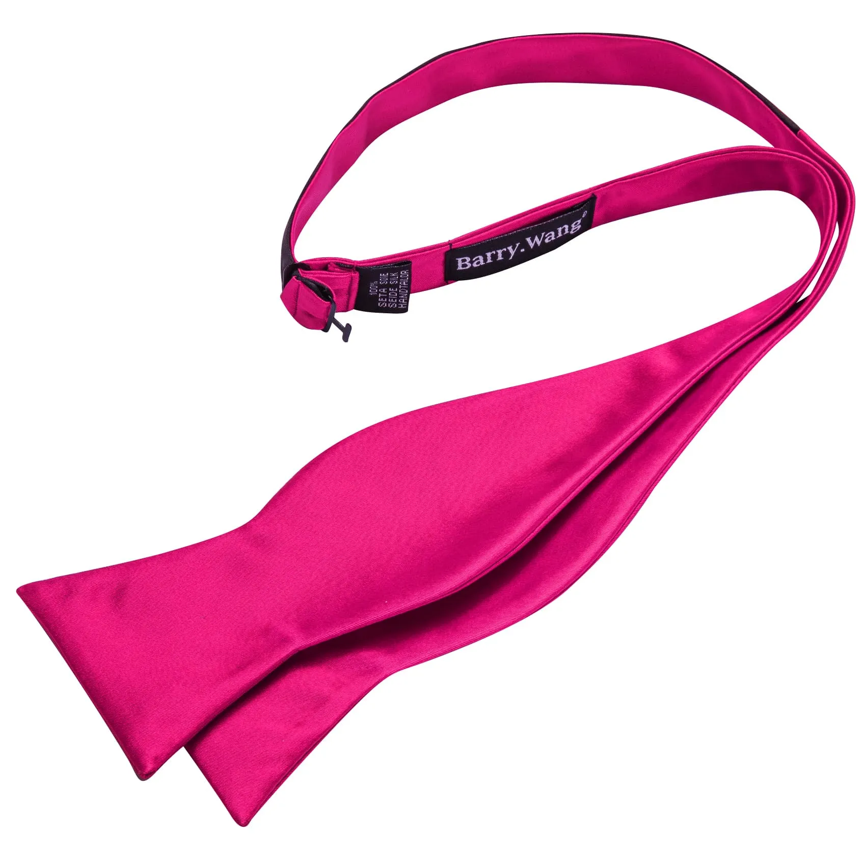 Barry. Wang Hot Pink Bowtie Self-Tied Solid Silk Bow Tie Pocket Square Cufflinks Set for Tuxedo sold by Barrywang product image thumbnail 4