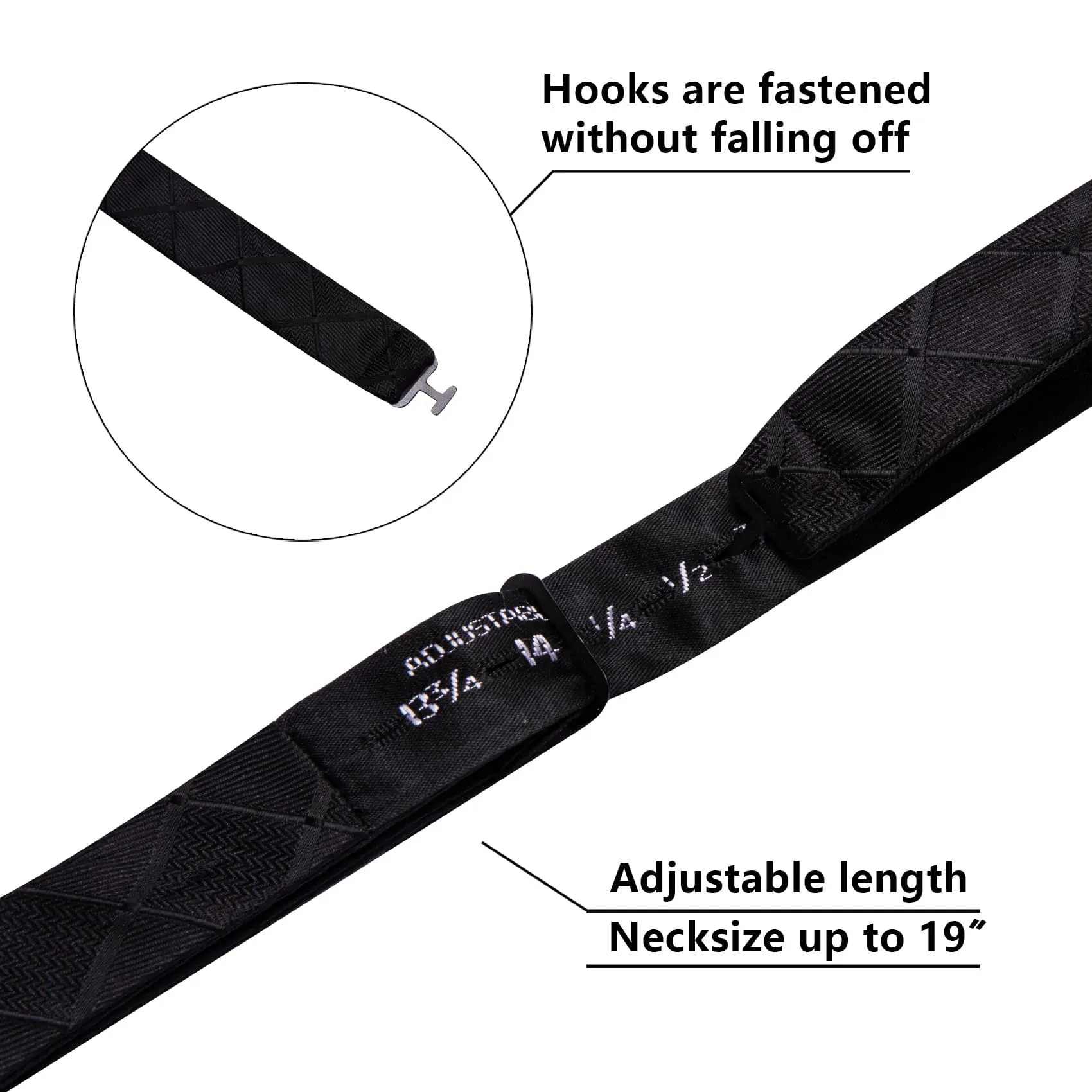 Barry. Wang Solid Black Bowtie for Wedding Plaid Self-Tied Jacquard Bow Tie Hanky Cufflinks Set sold by Barrywang product image thumbnail 5