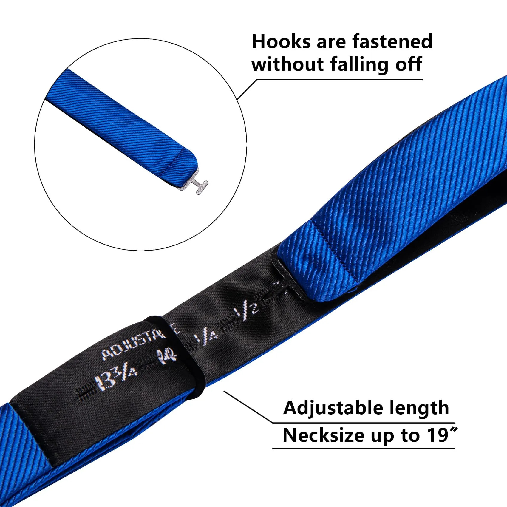 Barry. Wang Royal Blue Bowtie Solid Jacquard Men's Formal Bow Tie Pocket Square Cufflinks Set for Wedding sold by Barrywang product image thumbnail 5