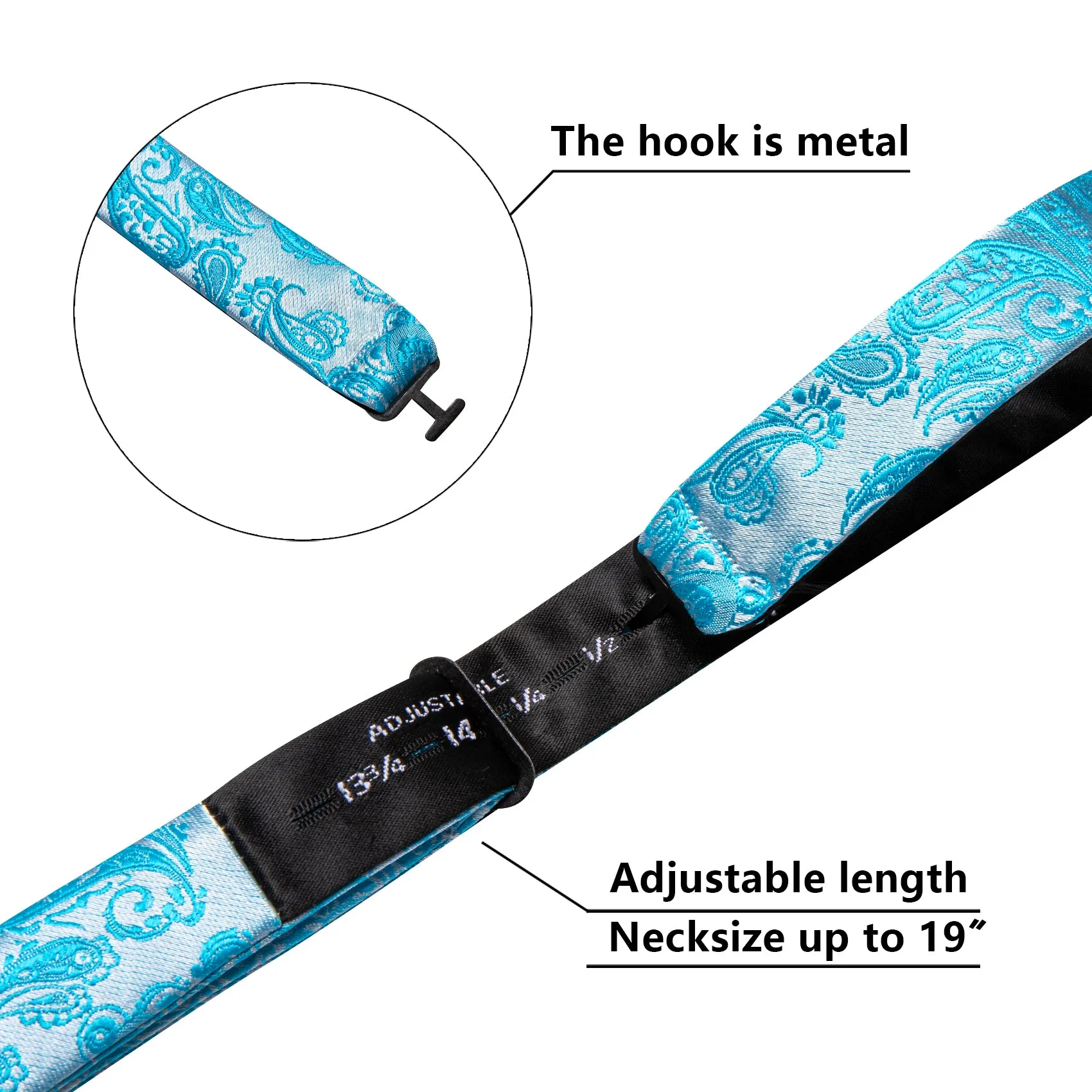 Barry. Wang Turquoise Paisley Bow Tie Silk Jacquard Self-tied Bow Tie for Tuxedo Hanky Cufflinks Set sold by Barrywang product image thumbnail 5