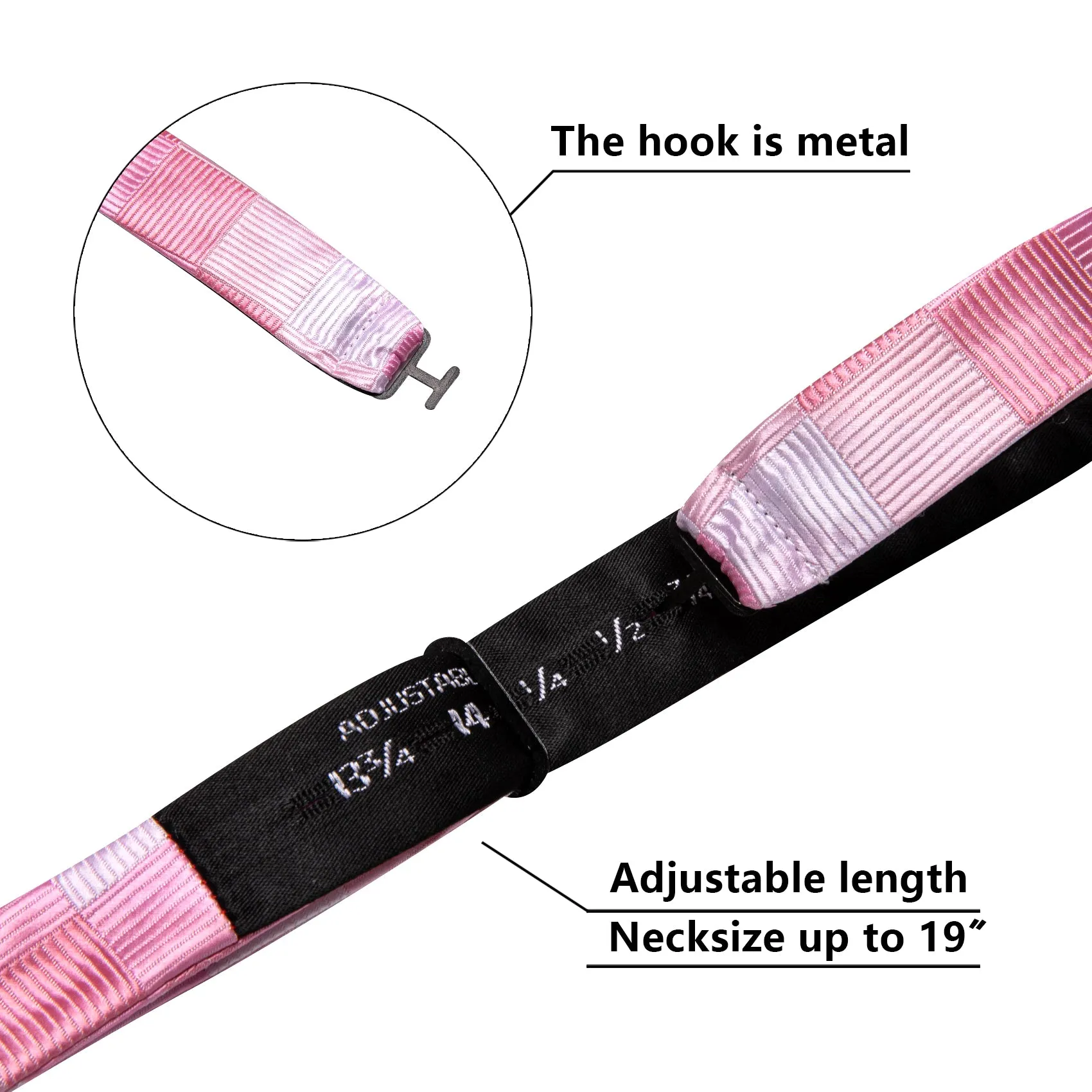 Barry. Wang Rose Pink Bow Tie Jacquard Plaid Silk Bow Tie for Men Pocket Square Cufflinks Set sold by Barrywang product image thumbnail 5