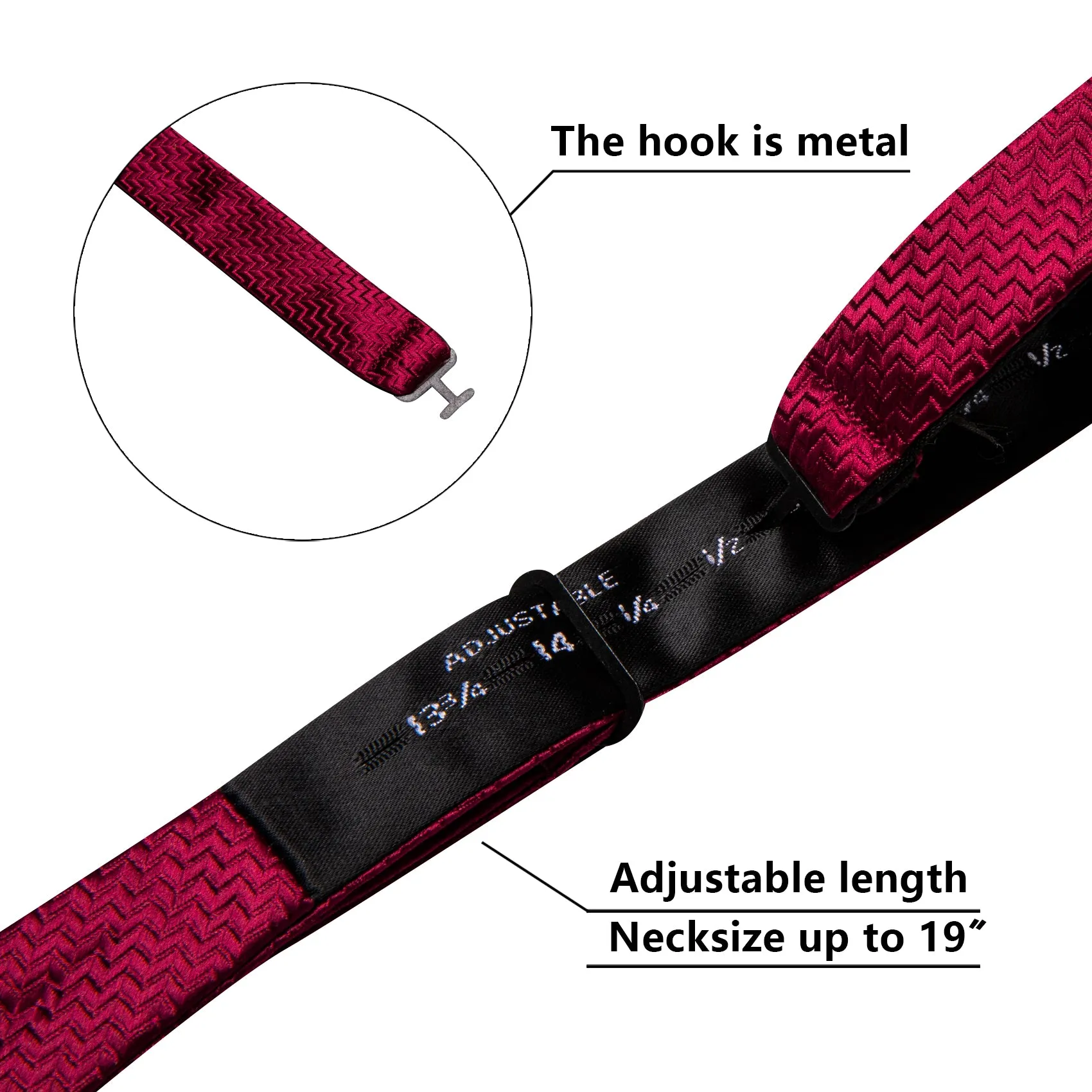 Barry. Wang Cranberry Red Bow Tie Striped Jacquard Silk Bow Tie for Tuxedo Hanky Cufflinks Set sold by Barrywang product image thumbnail 5