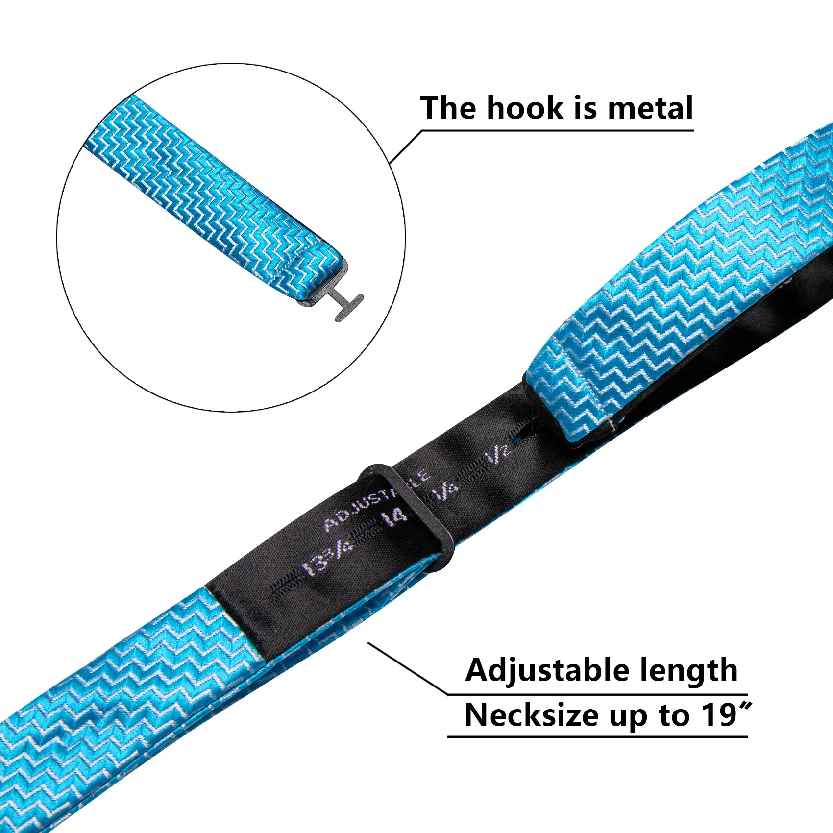 Barry. Wang Turquoise Bowtie for Men Striped Silk Jacquard Tuxedo Bow Tie Hanky Cufflinks Set sold by Barrywang product image thumbnail 5