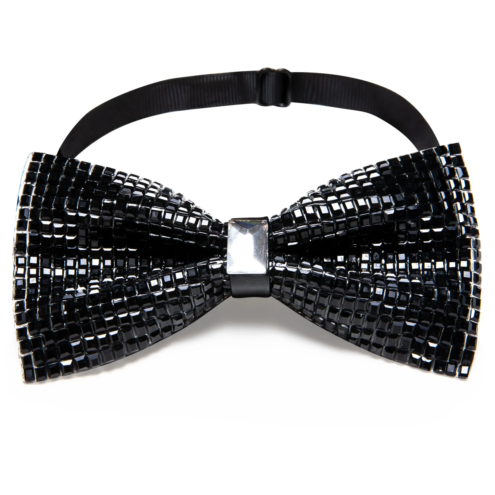 Barry. Wang Black Bow Tie Adjustable Men's Shining Rhinestones Pre-tied Wedding Party for Bowtie sold by Barrywang product image thumbnail 2