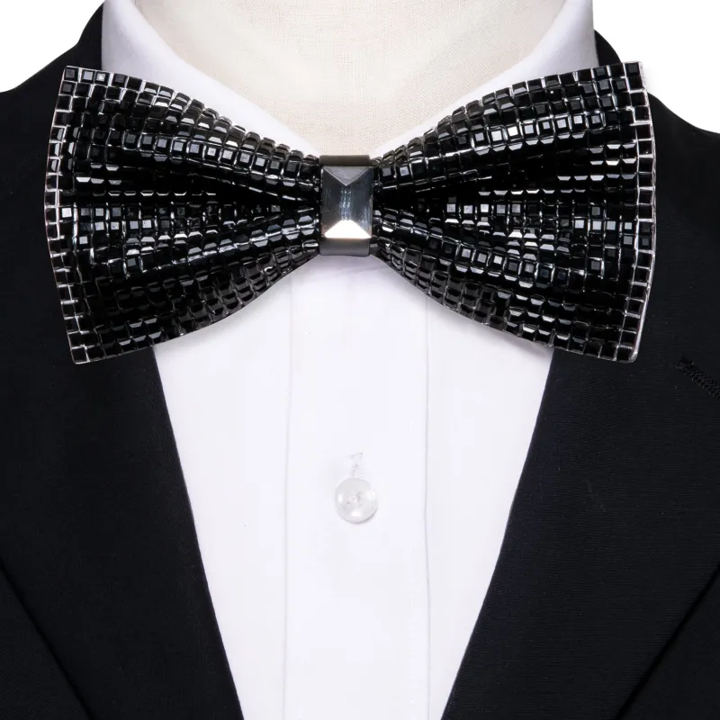 Barry. Wang Black Bow Tie Adjustable Men's Shining Rhinestones Pre-tied Wedding Party for Bowtie sold by Barrywang
