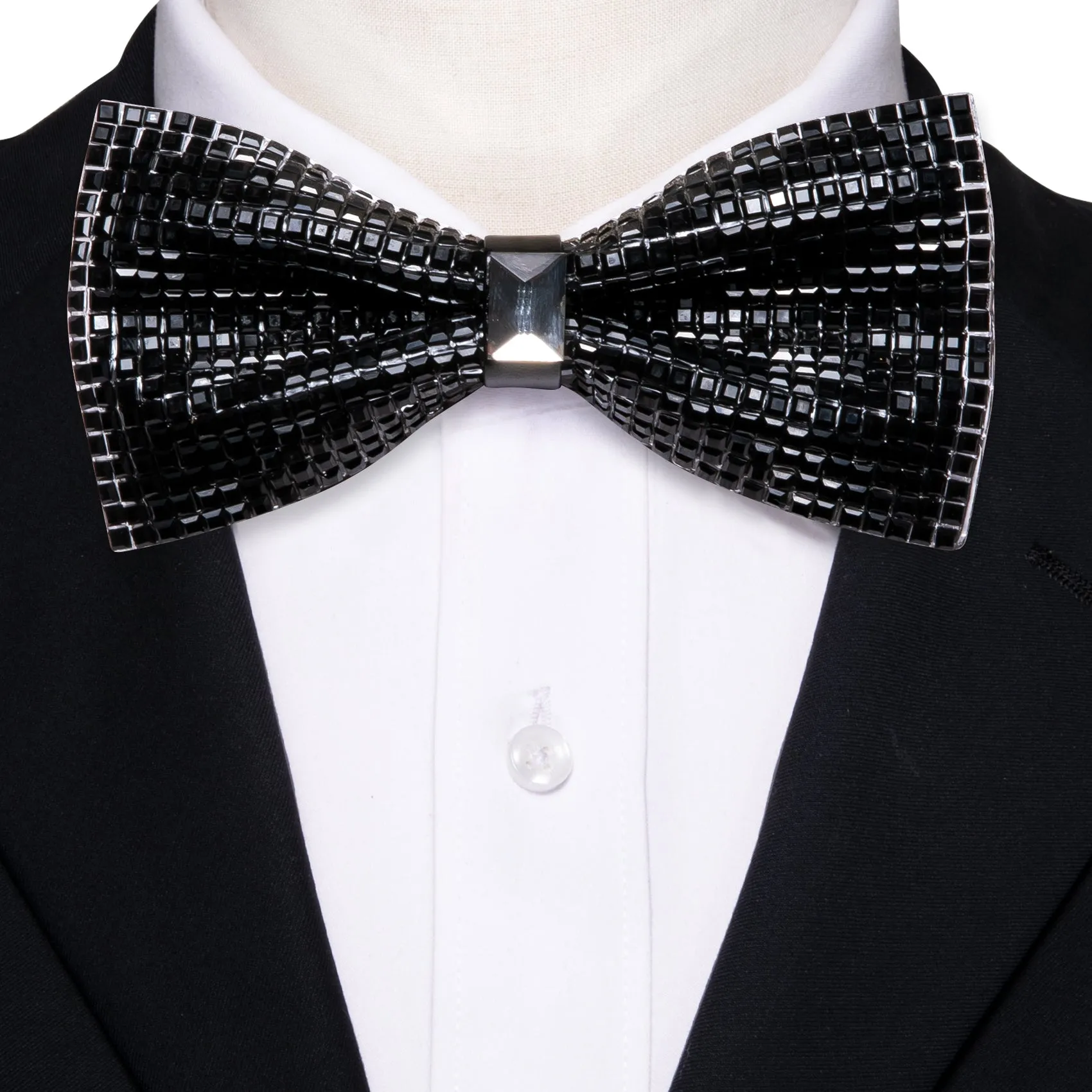 Barry. Wang Black Bow Tie Adjustable Men's Shining Rhinestones Pre-tied Wedding Party for Bowtie sold by Barrywang